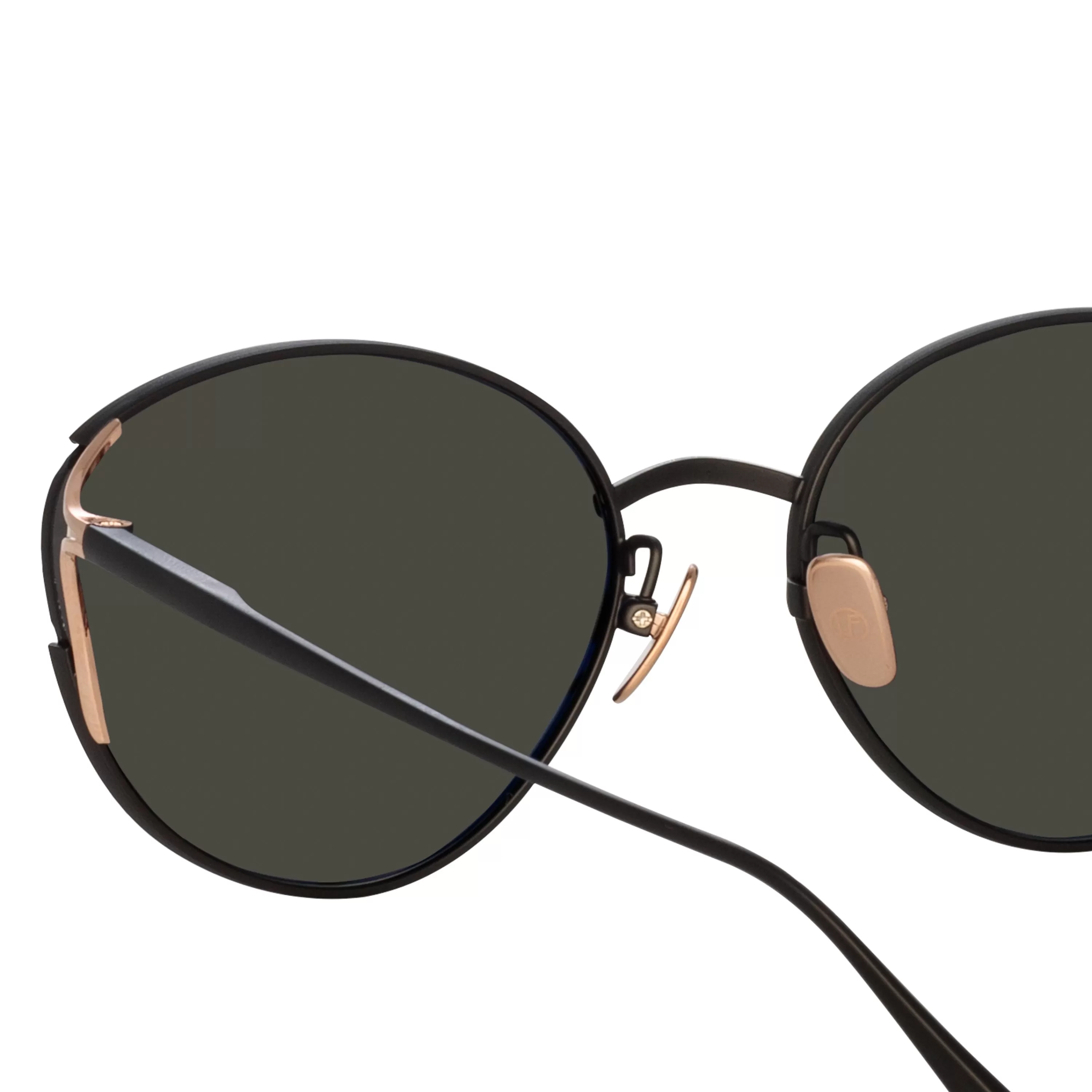 fielder_cat_eye_sunglasses_in_matt_nickel_4.webp Women LINDA FARROW (U.K.) Fielder Cat Eye Sunglasses in Matt Nickel