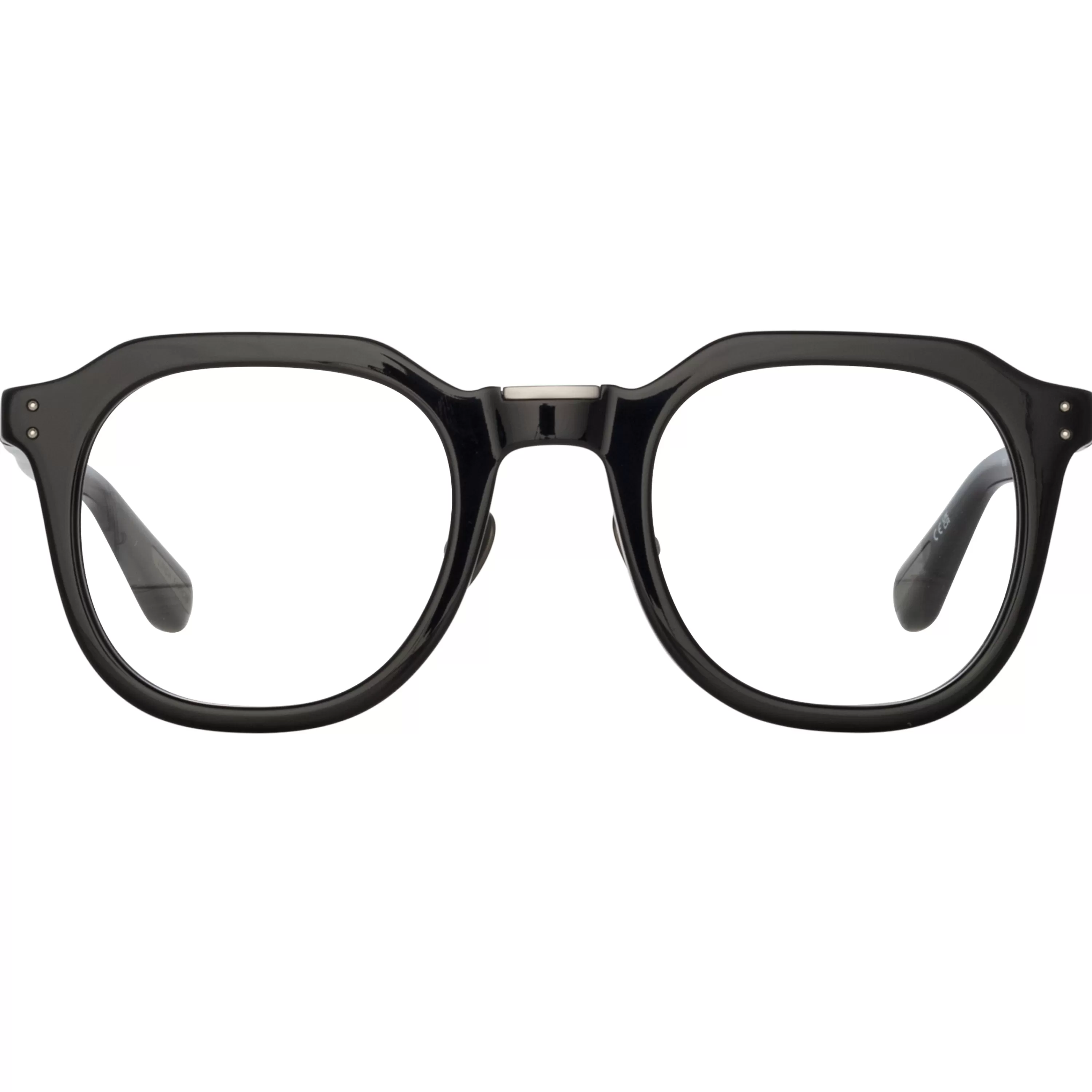 LINDA FARROW (U.K.) Fletcher Angular Optical Frame in Black and Nickel