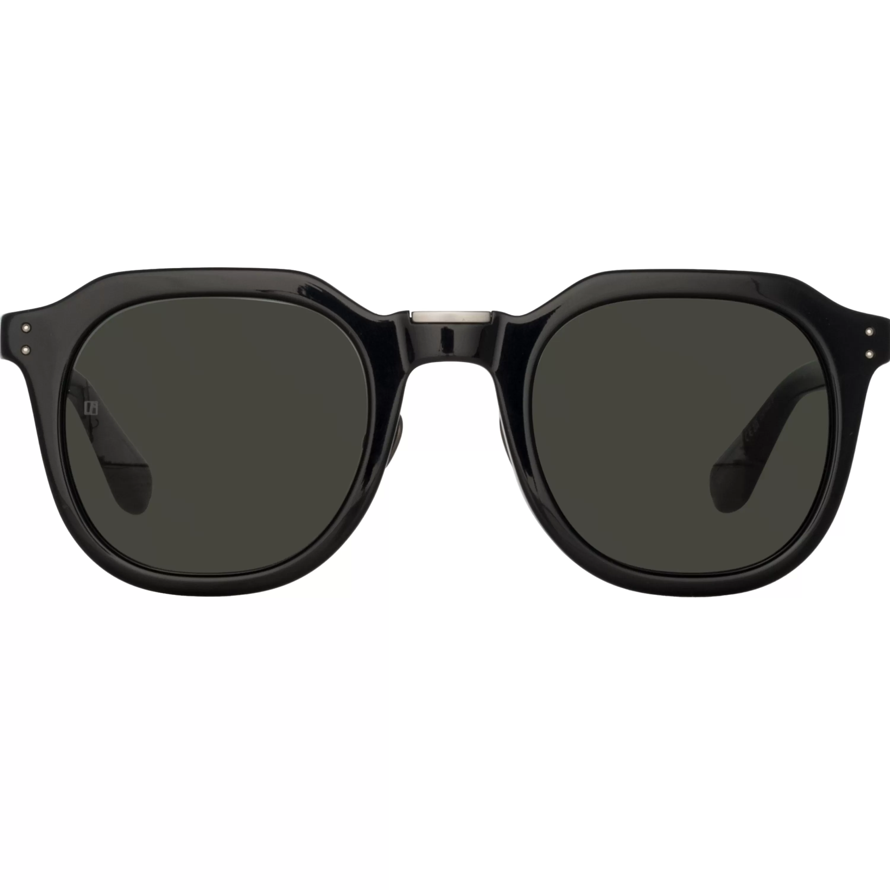 LINDA FARROW (U.K.) Fletcher Angular Sunglasses in Black and Grey