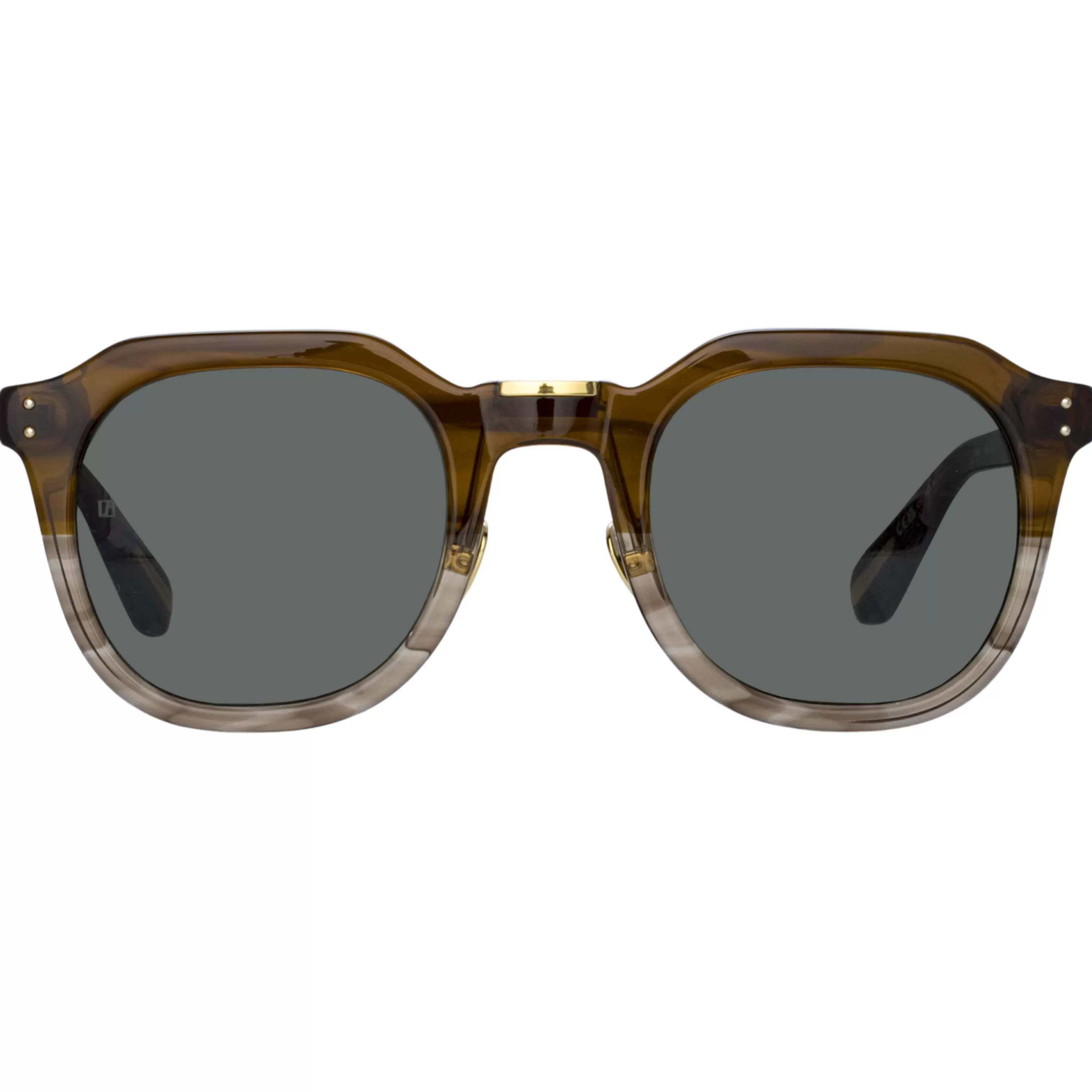 Women LINDA FARROW (U.K.) Fletcher Angular Sunglasses in Caramel Horn