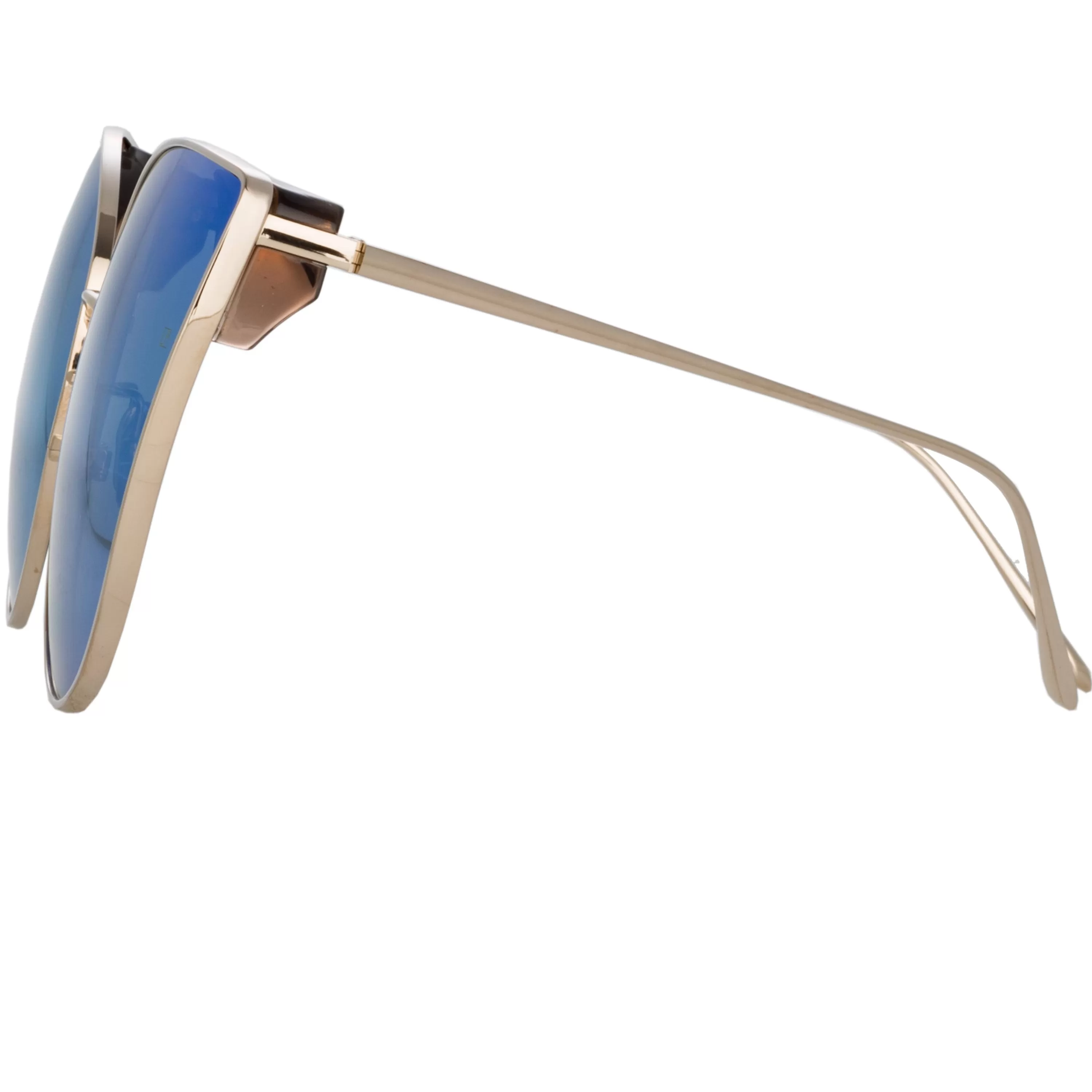 flyer_cat_eye_sunglasses_in_light_gold_and_blue_2.webp LINDA FARROW (U.K.) Flyer Cat Eye Sunglasses in Light Gold and Blue