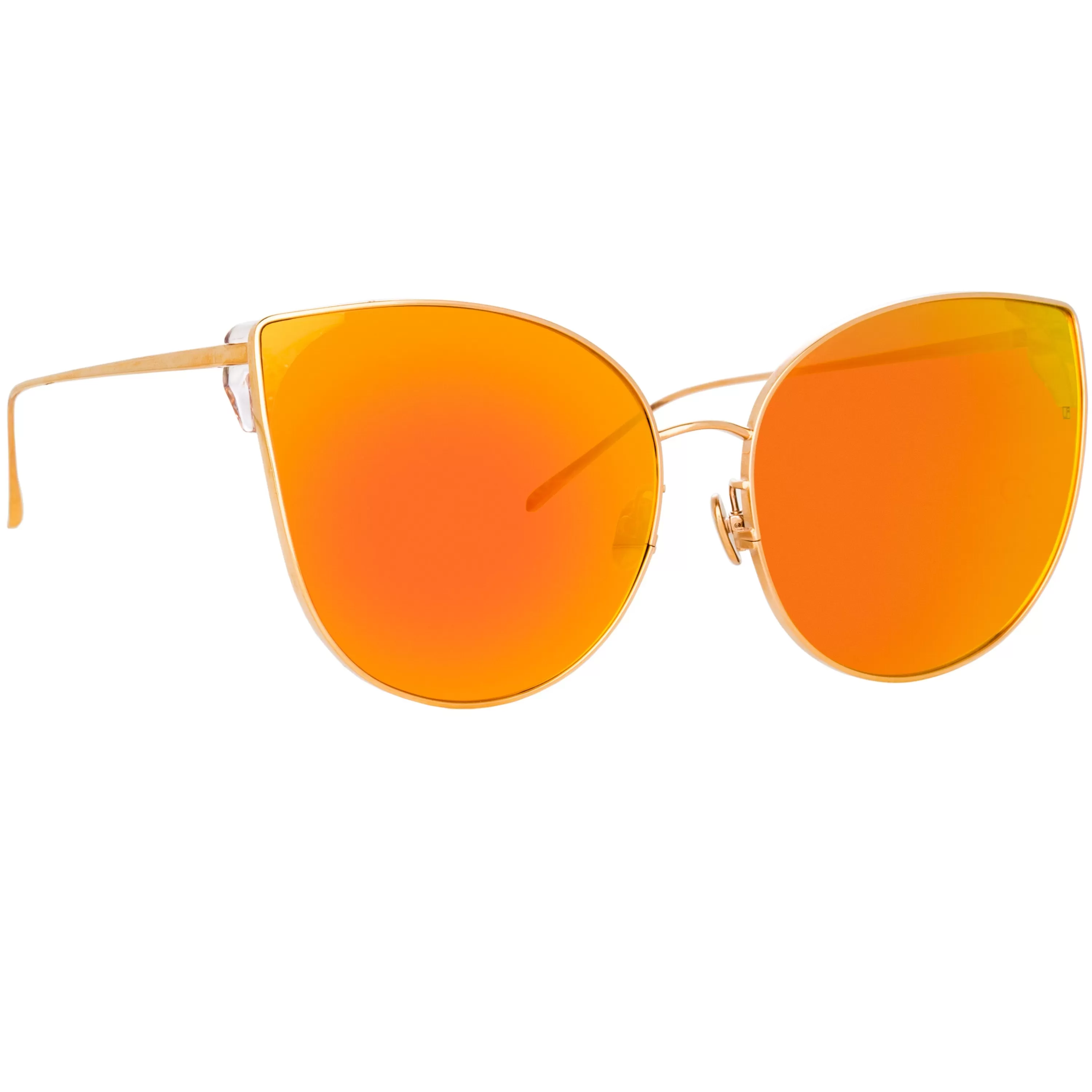 LINDA FARROW (U.K.) Flyer Cat Eye Sunglasses in Rose Gold and Red
