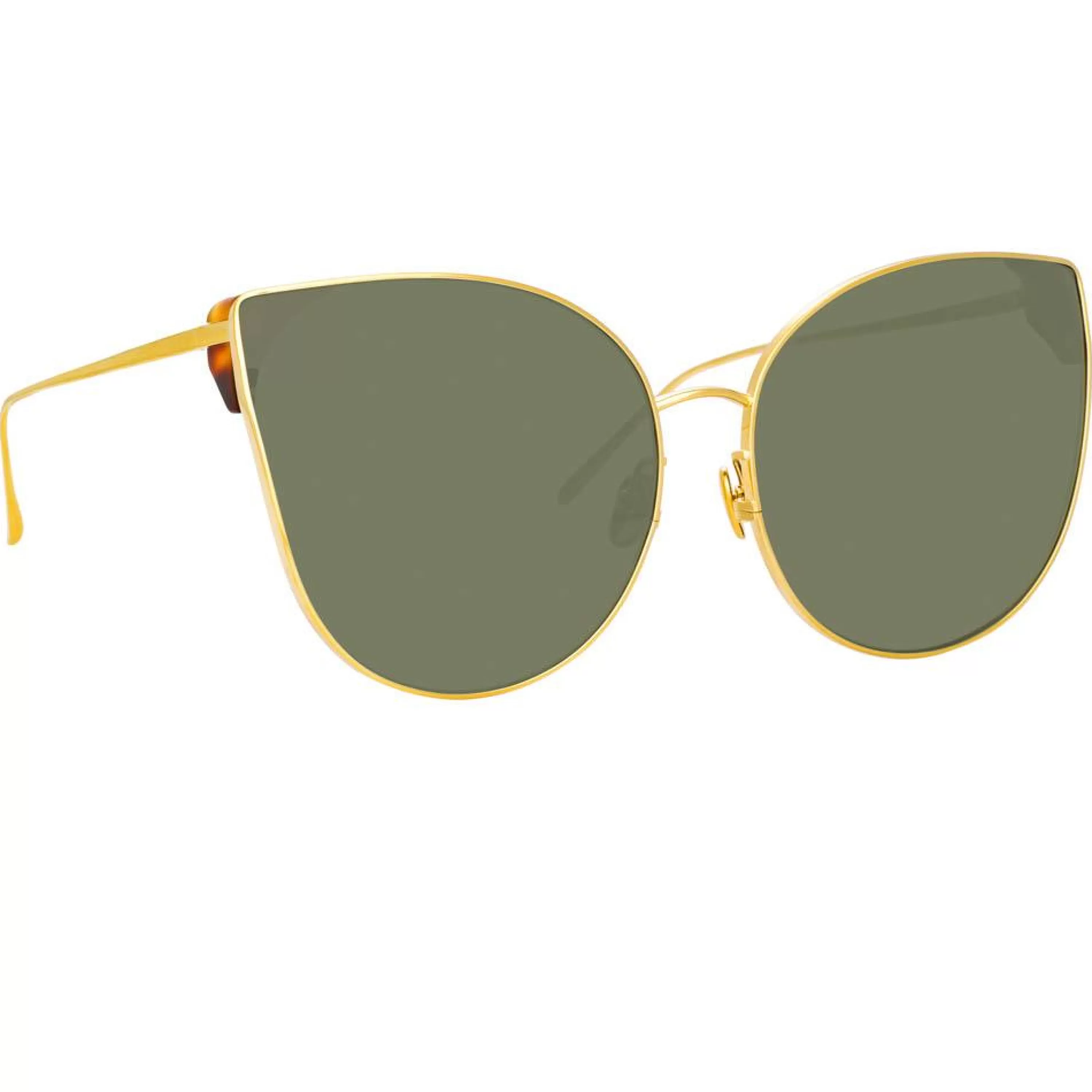 Linda Farrow Flyer Cat Eye Sunglasses in Yellow Gold