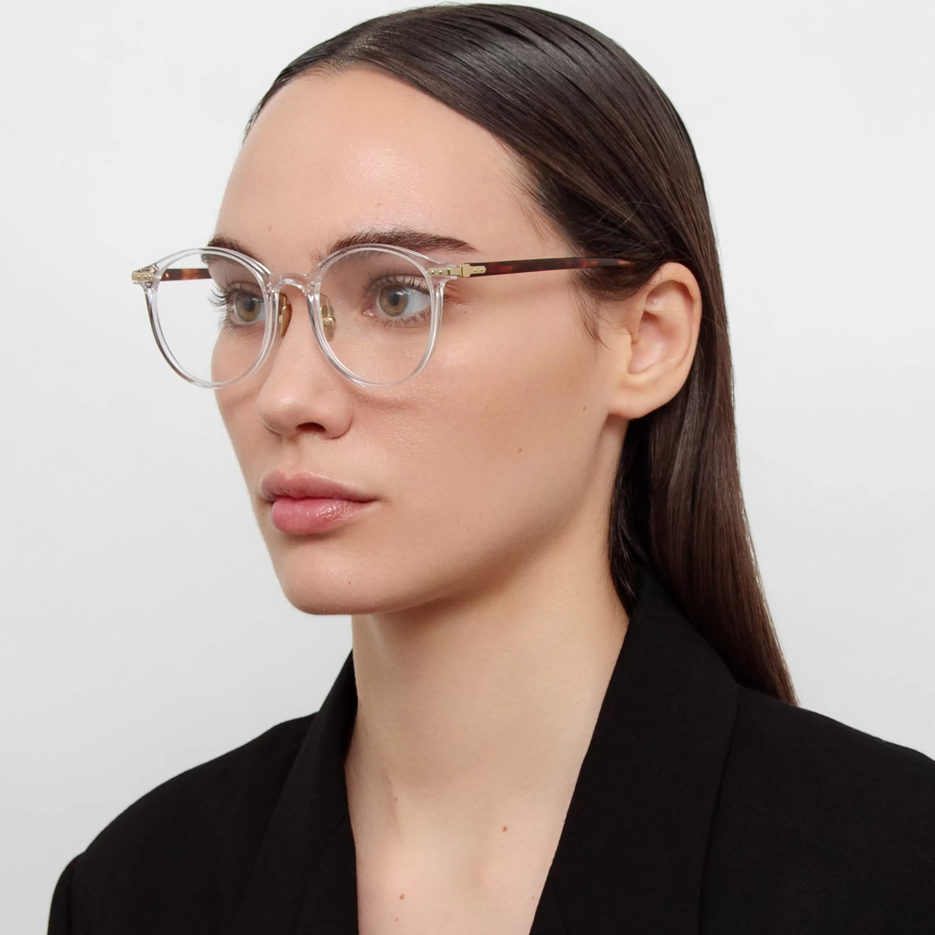 LINDA FARROW (U.K.) Forster Oval Optical Frame in Clear (Asian Fit)