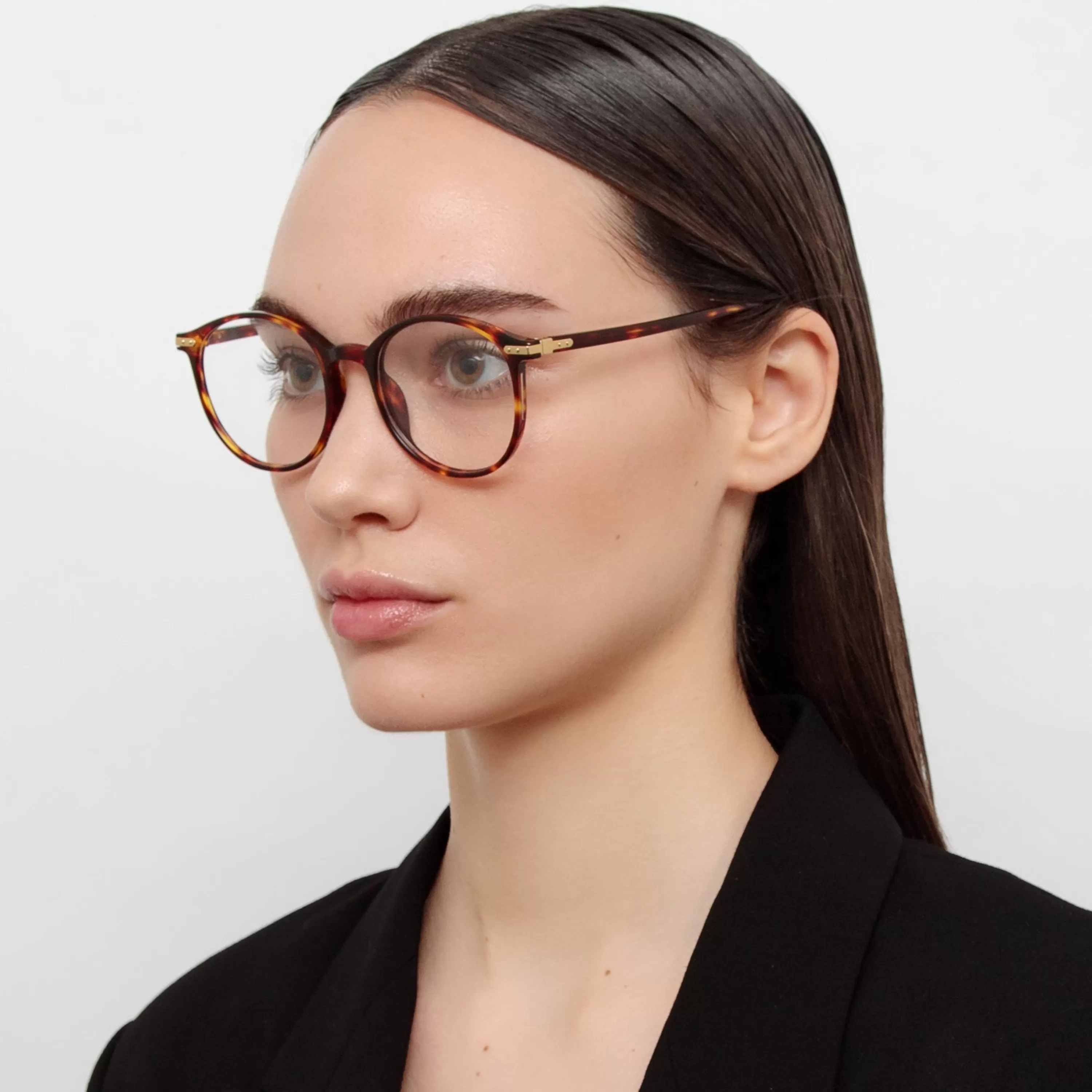 LINDA FARROW (U.K.) Forster Oval Optical Frame in Tortoiseshell