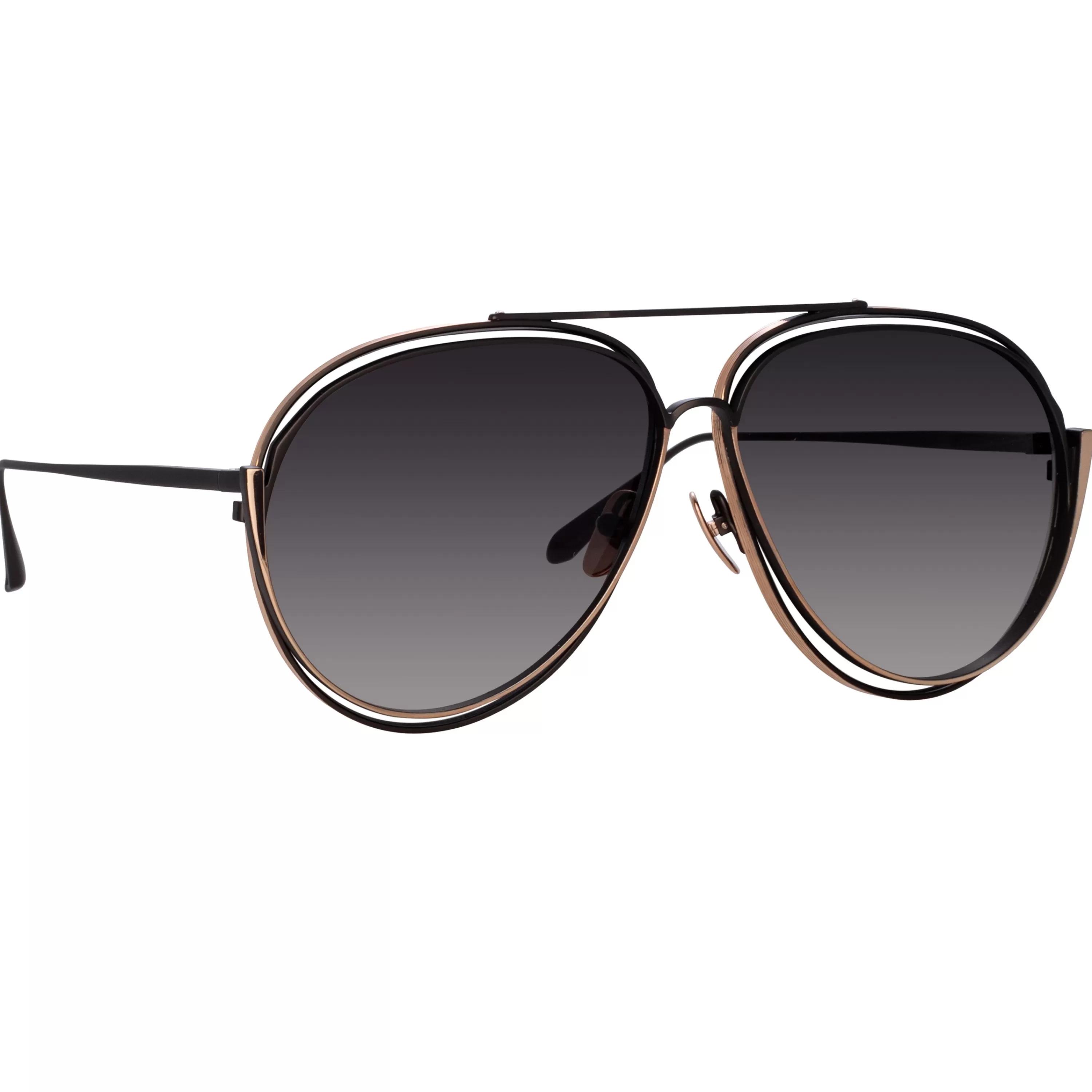 Women LINDA FARROW (U.K.) Francisco Aviator Sunglasses in Nickel