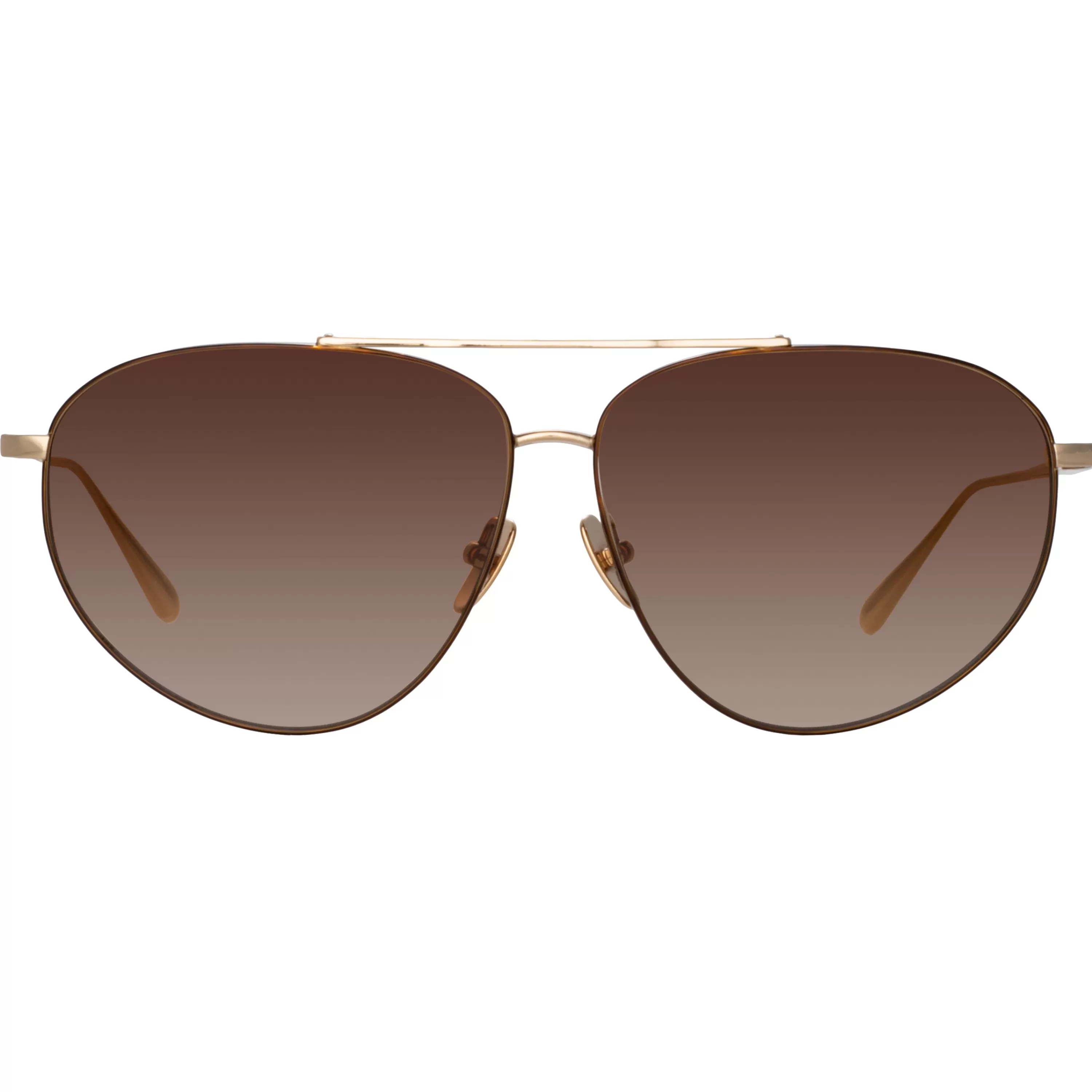 LINDA FARROW (U.K.) Gabriel Oversized Sunglasses in Light Gold