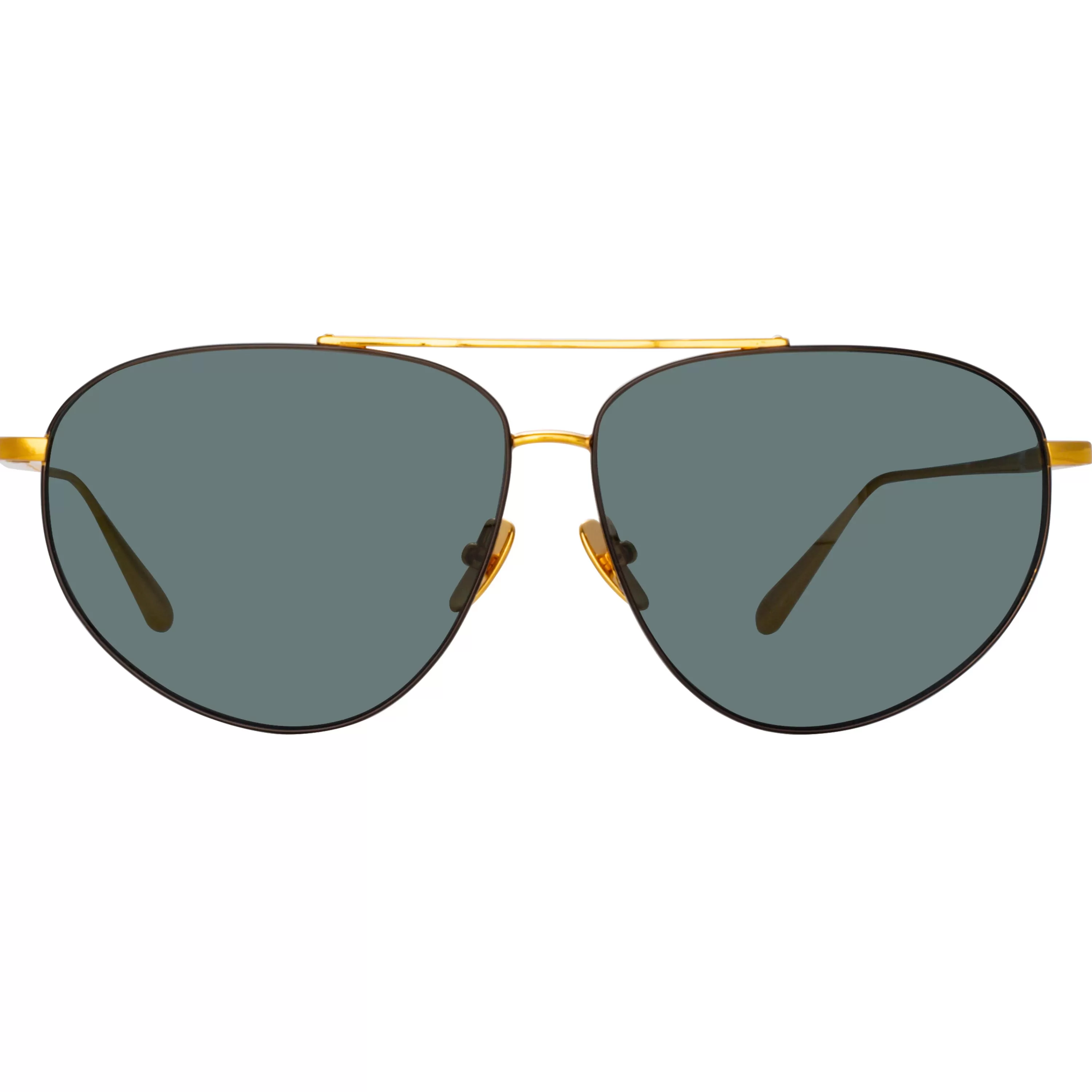 LINDA FARROW (U.K.) Gabriel Oversized Sunglasses in Yellow Gold