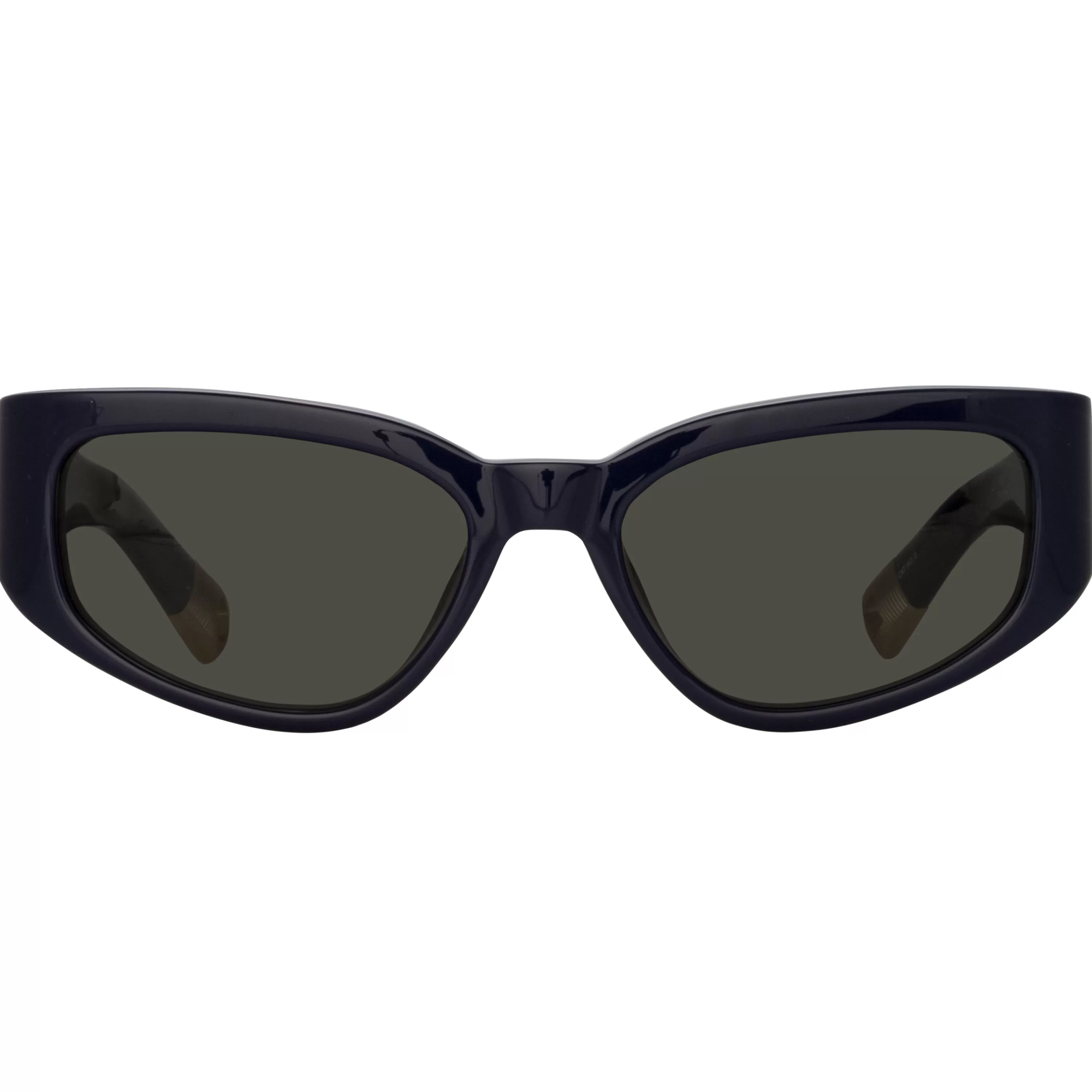 LINDA FARROW (U.K.) Gala Cat Eye Sunglasses in Navy by Jacquemus
