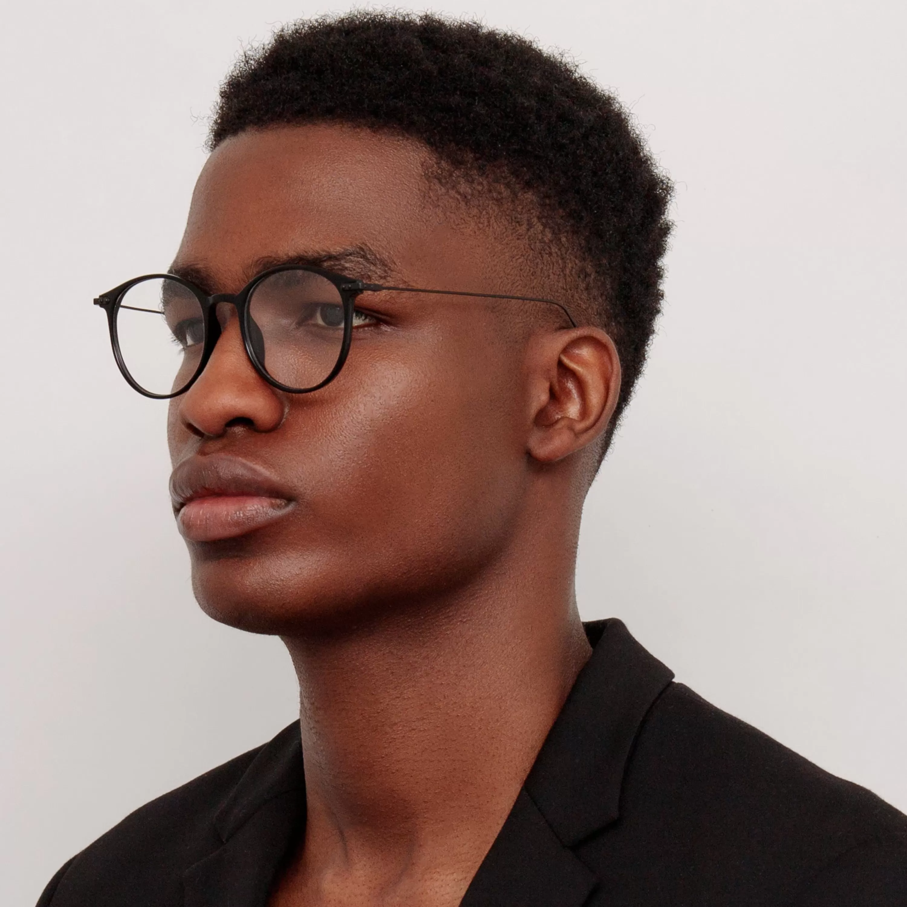 LINDA FARROW (U.K.) Gray Oval Optical Frame in Black and Nickel
