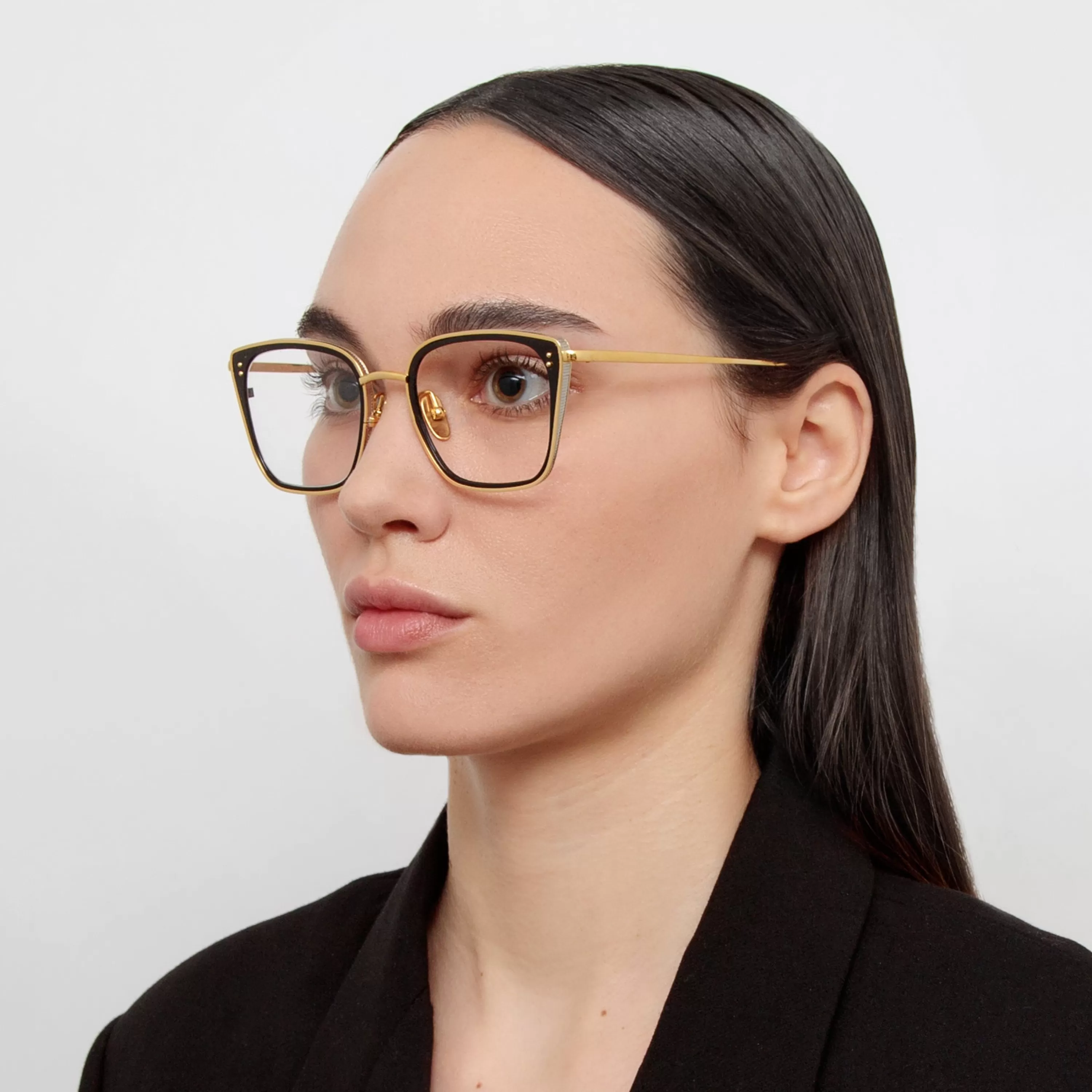 Women LINDA FARROW (U.K.) Hans Square Optical Frame in Yellow Gold