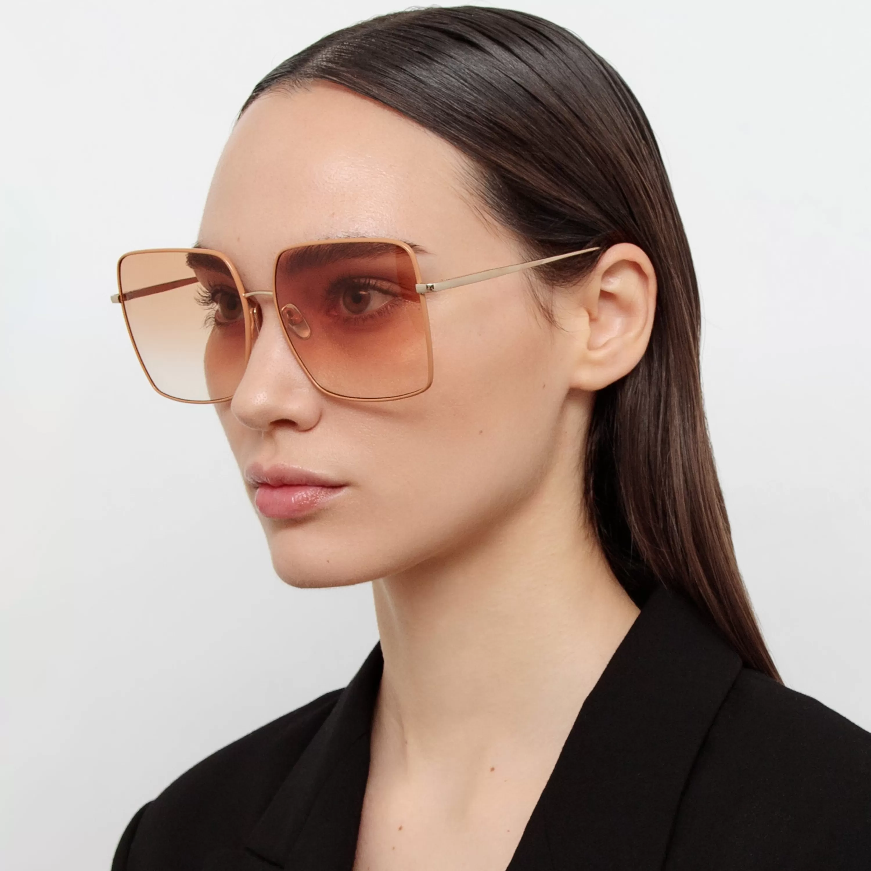 Women LINDA FARROW (U.K.) Hina Square Sunglasses in Tobacco