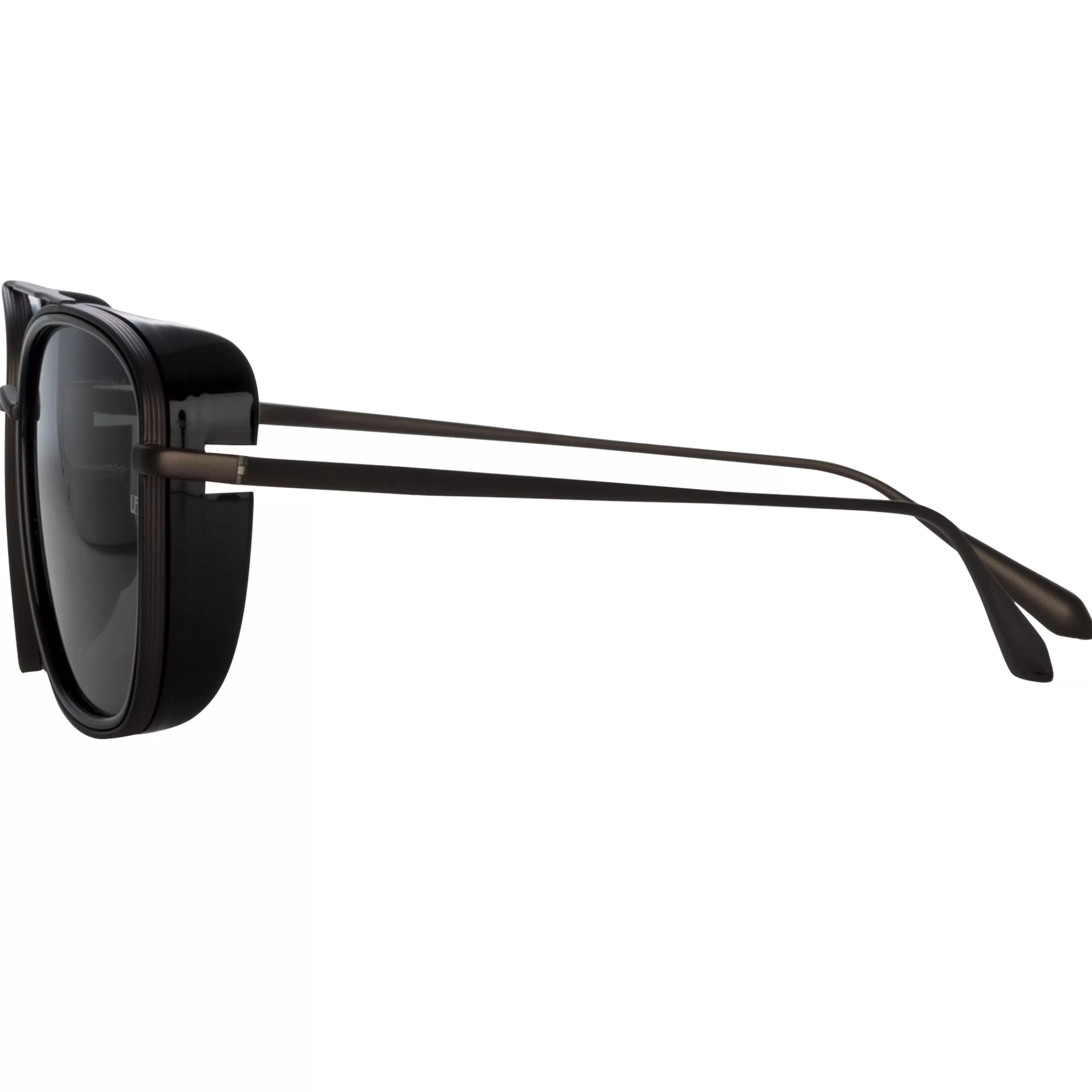 jarvis_aviator_sunglasses_in_black_and_nickel_4.webp LINDA FARROW (U.K.) Jarvis Aviator Sunglasses in Black and Nickel