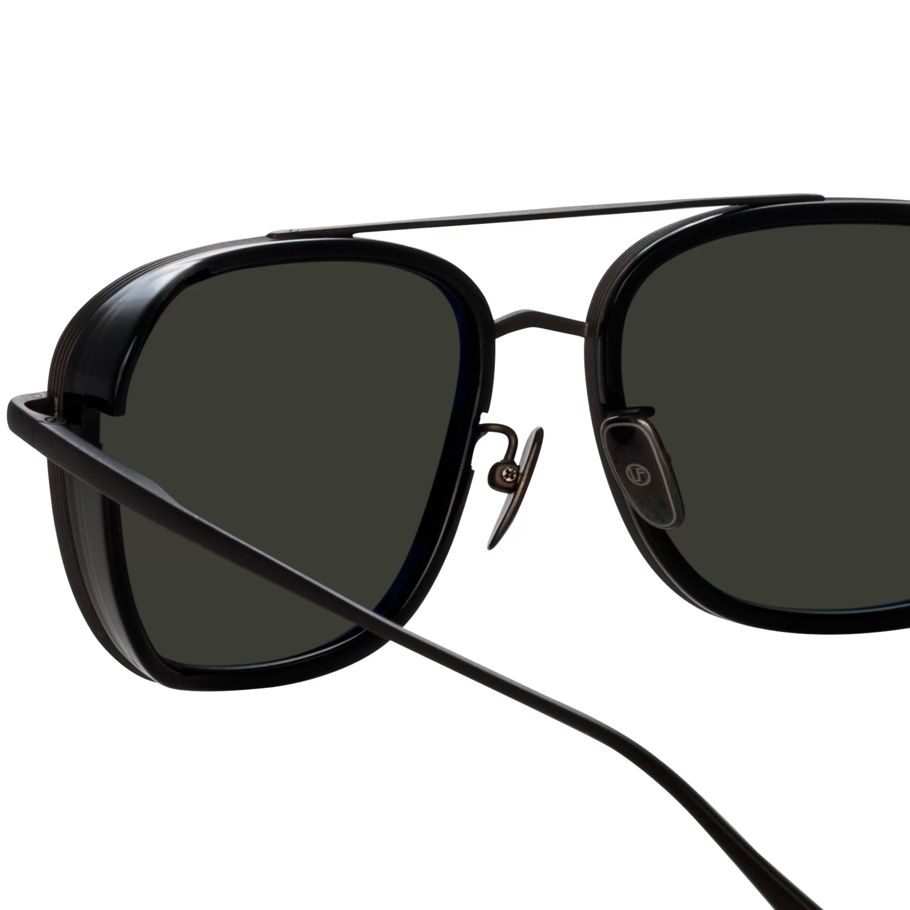 jarvis_aviator_sunglasses_in_black_and_nickel_5.webp LINDA FARROW (U.K.) Jarvis Aviator Sunglasses in Black and Nickel