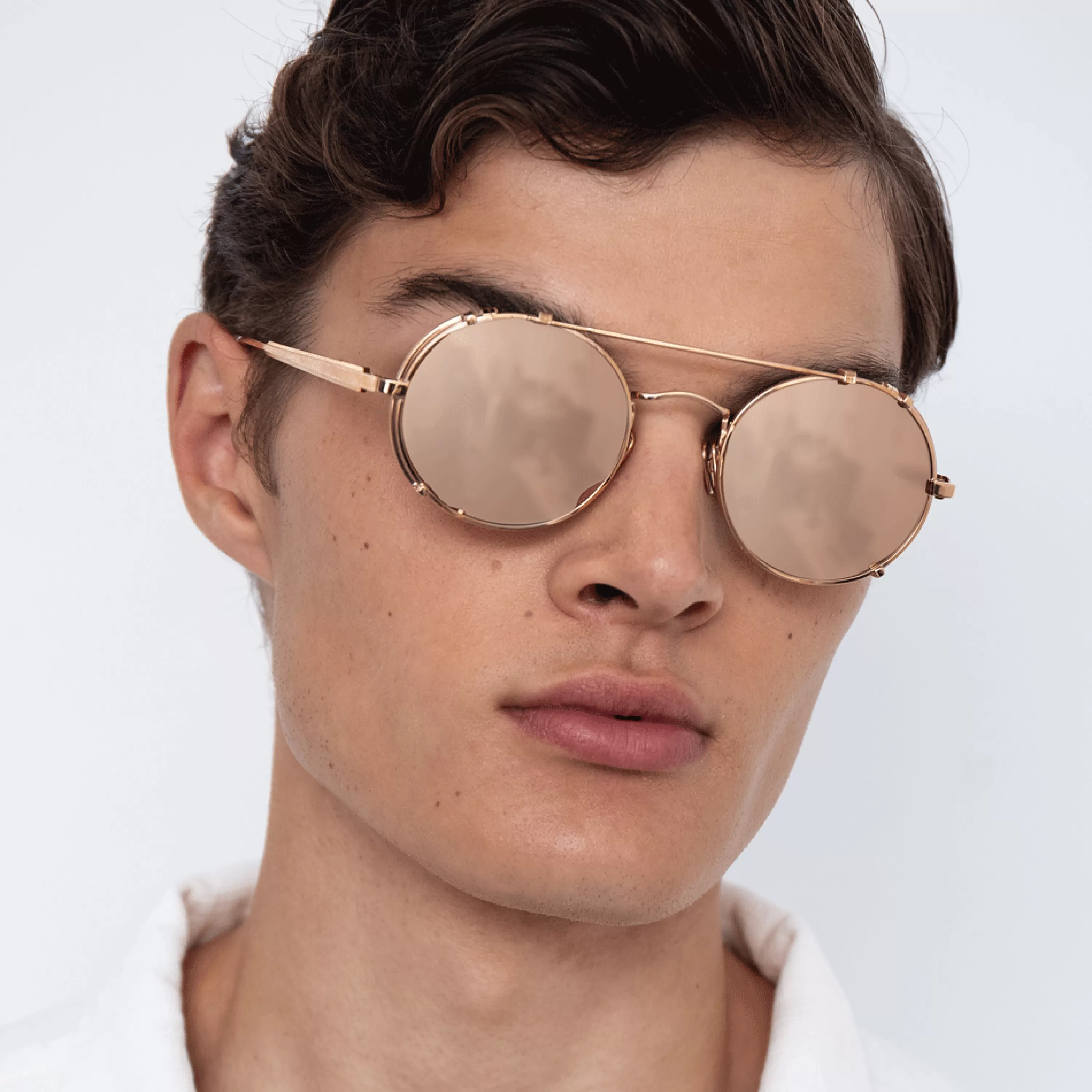 Linda Farrow Jimi Oval Sunglasses in Rose Gold