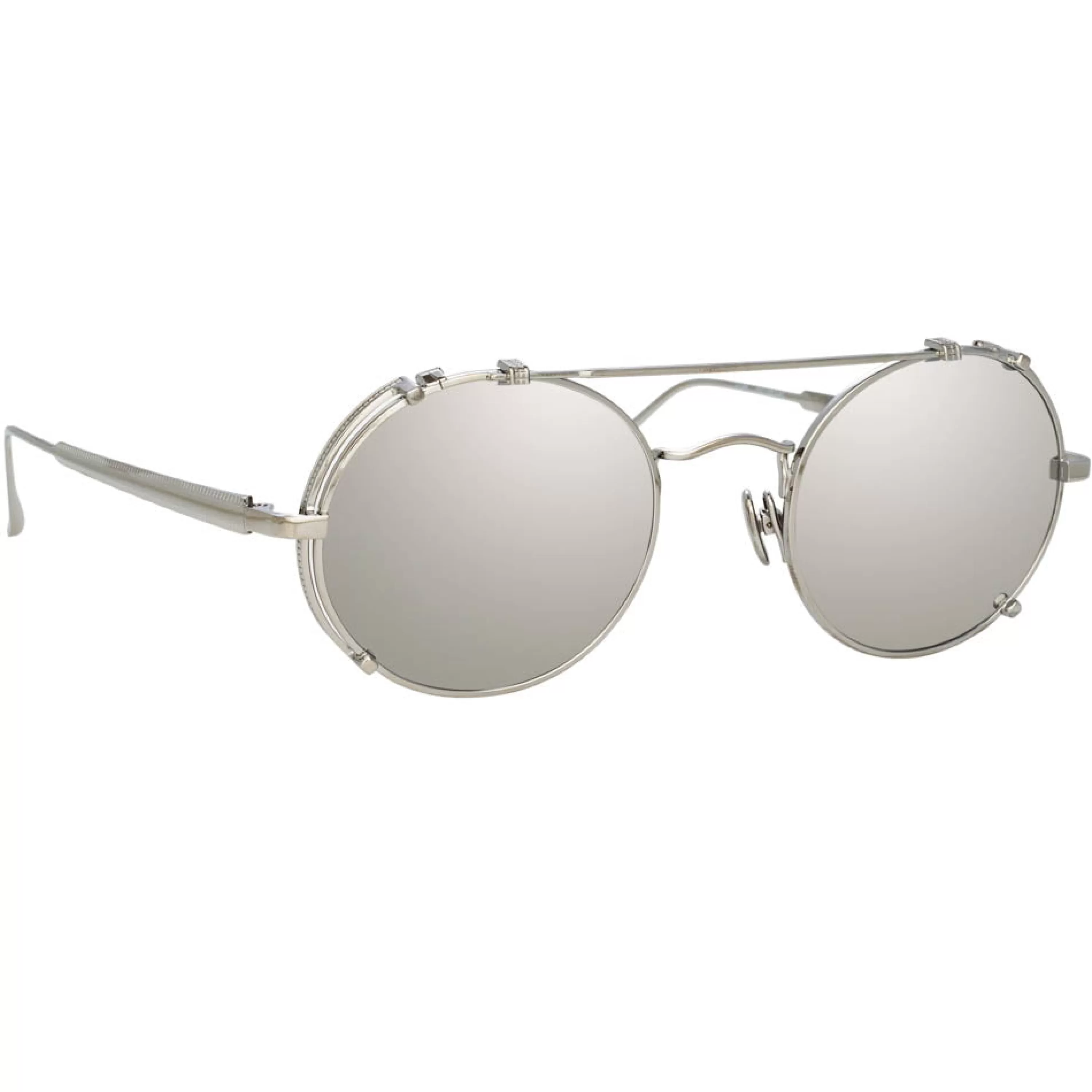 Linda Farrow Jimi Oval Sunglasses in White Gold