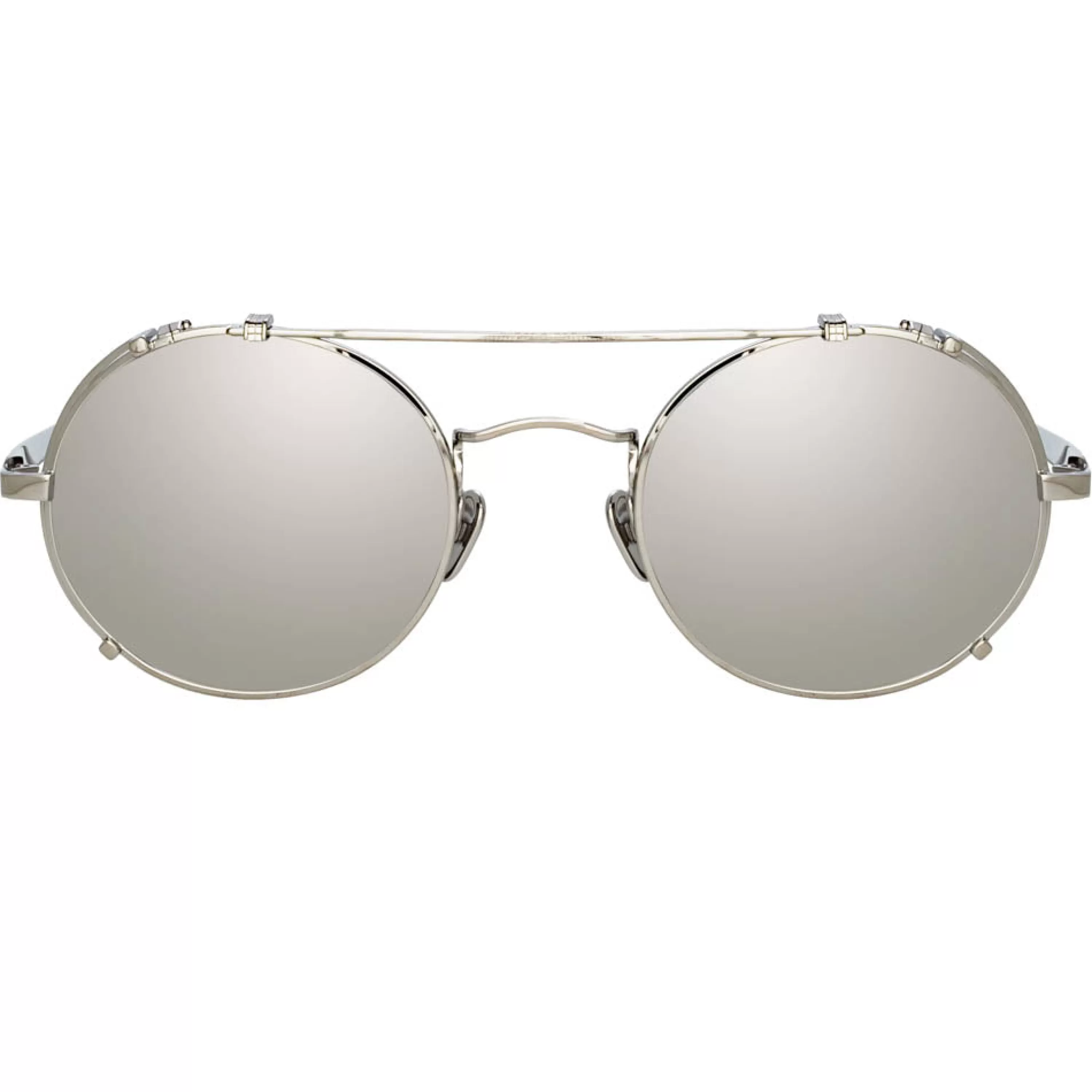 Linda Farrow Jimi Oval Sunglasses in White Gold