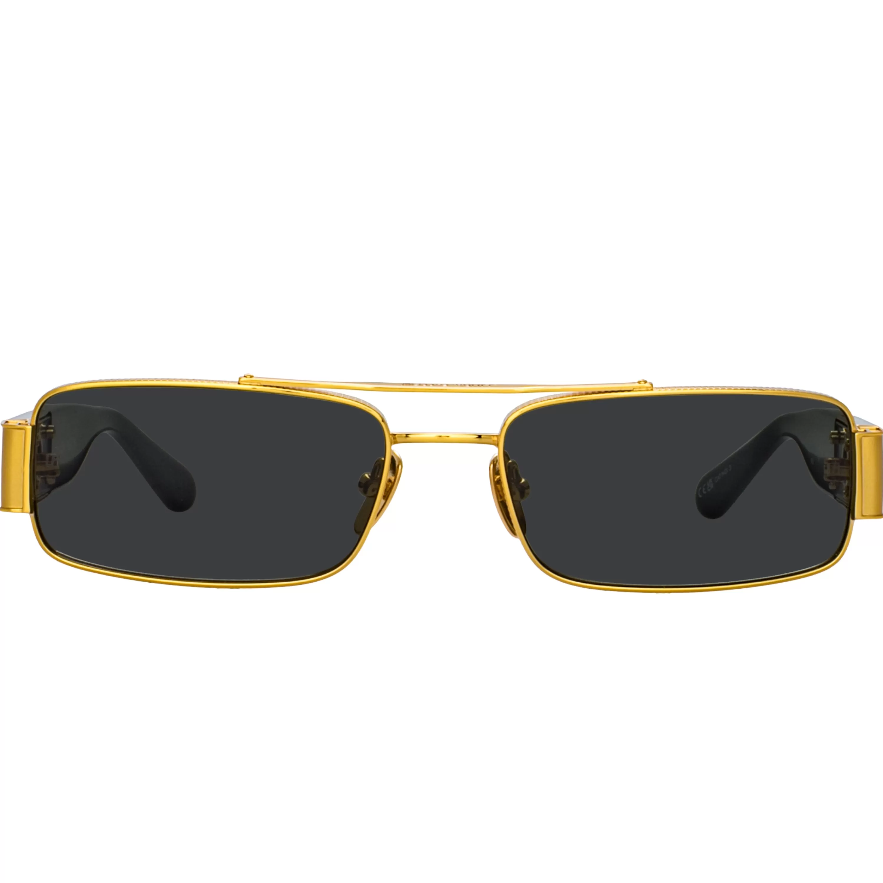 Women LINDA FARROW (U.K.) Joey Rectangular Sunglasses in Yellow Gold