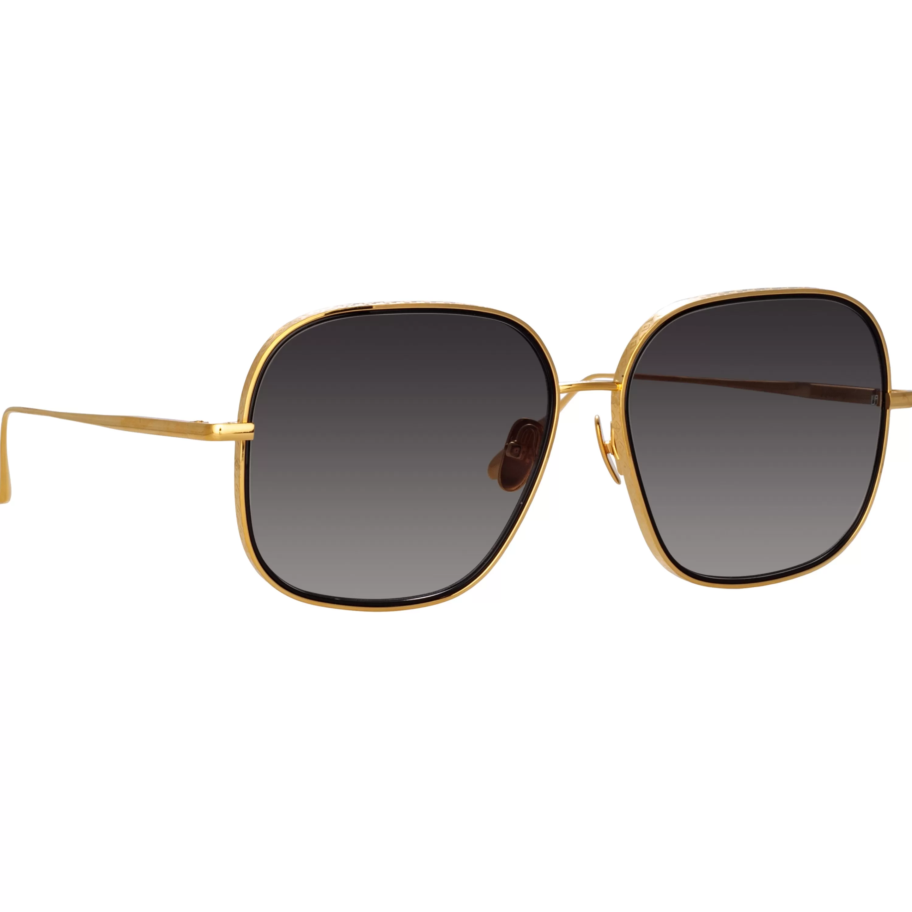 Women LINDA FARROW (U.K.) Juliana Oversized Sunglasses in Yellow Gold