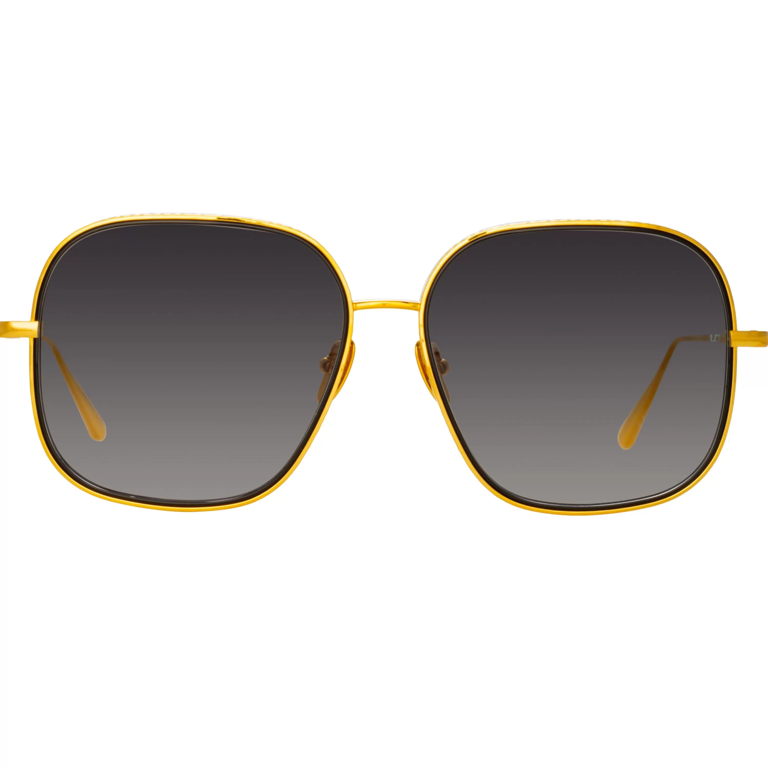 Women LINDA FARROW (U.K.) Juliana Oversized Sunglasses in Yellow Gold