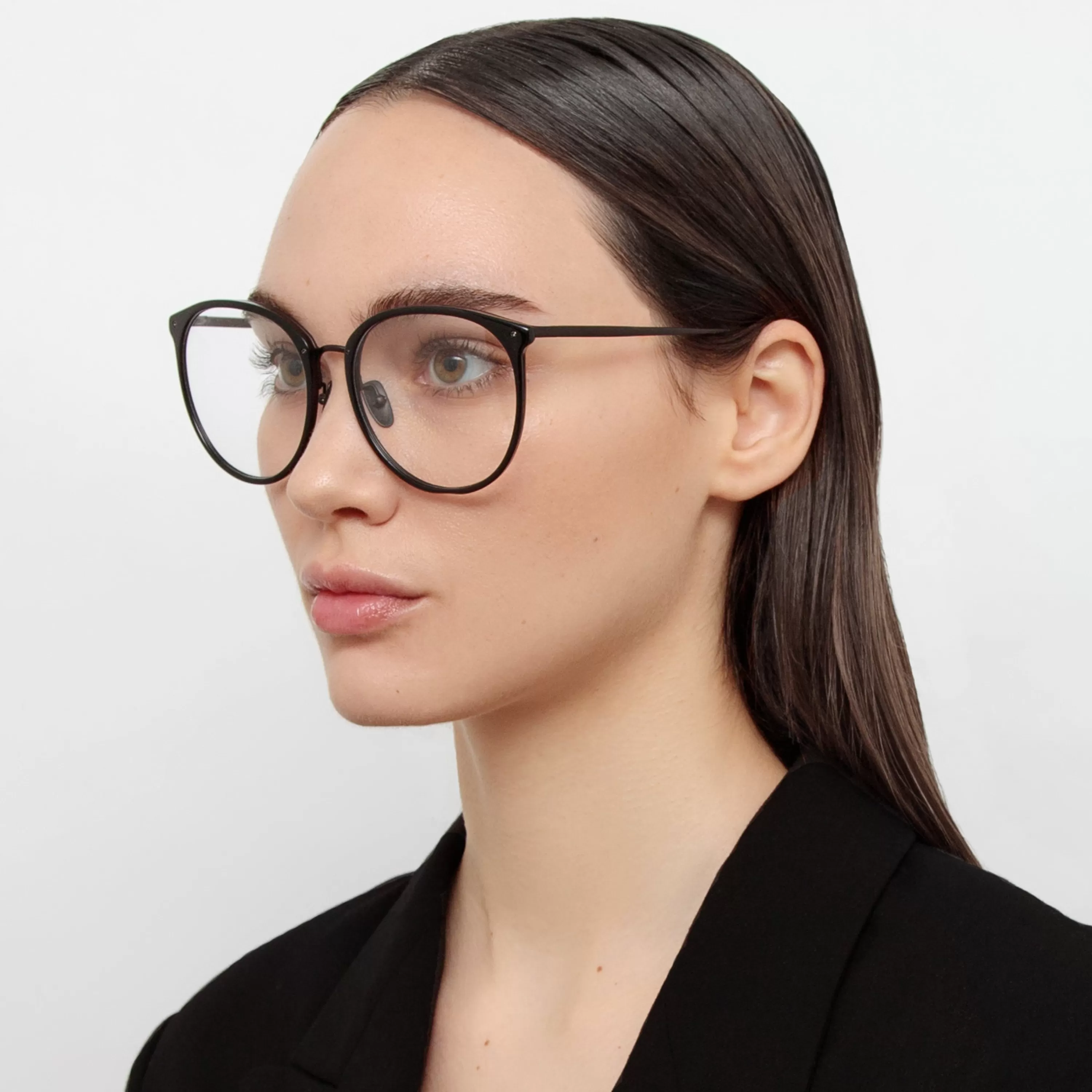 Women LINDA FARROW (U.K.) Kings Oval Optical Frame in Matt Black