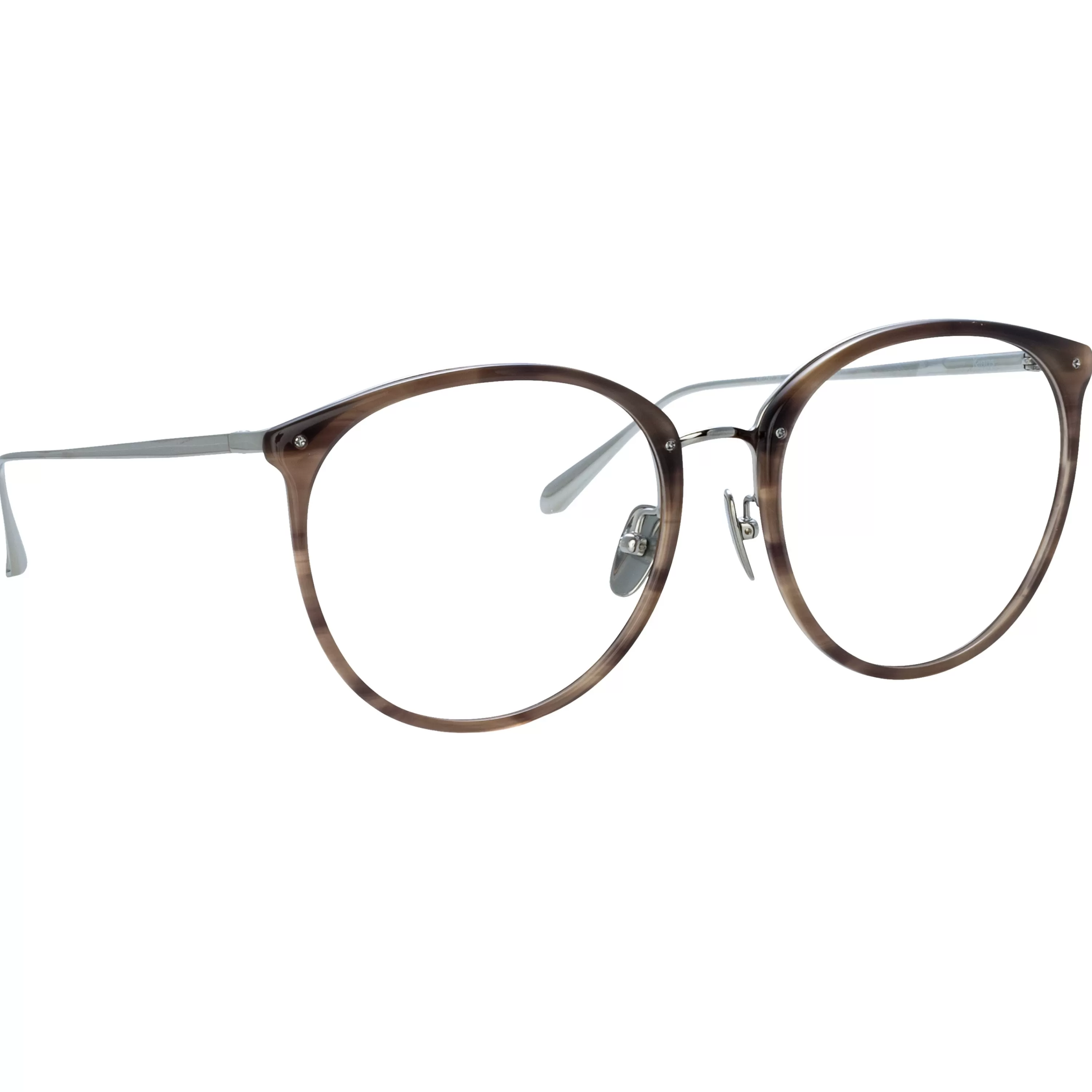Women Linda Farrow Kings Oversized Optical Frame in Grey Horn
