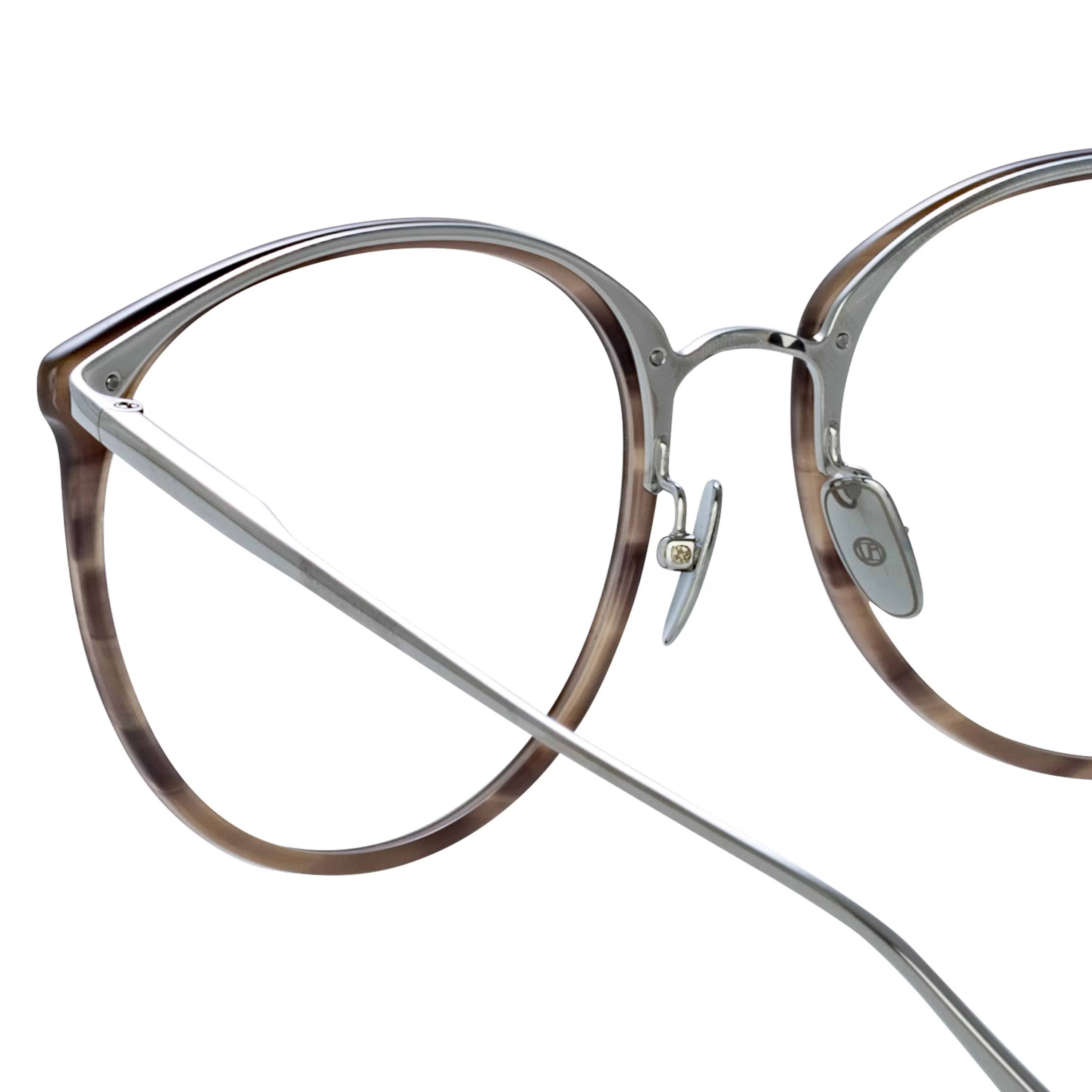 Women Linda Farrow Kings Oversized Optical Frame in Grey Horn