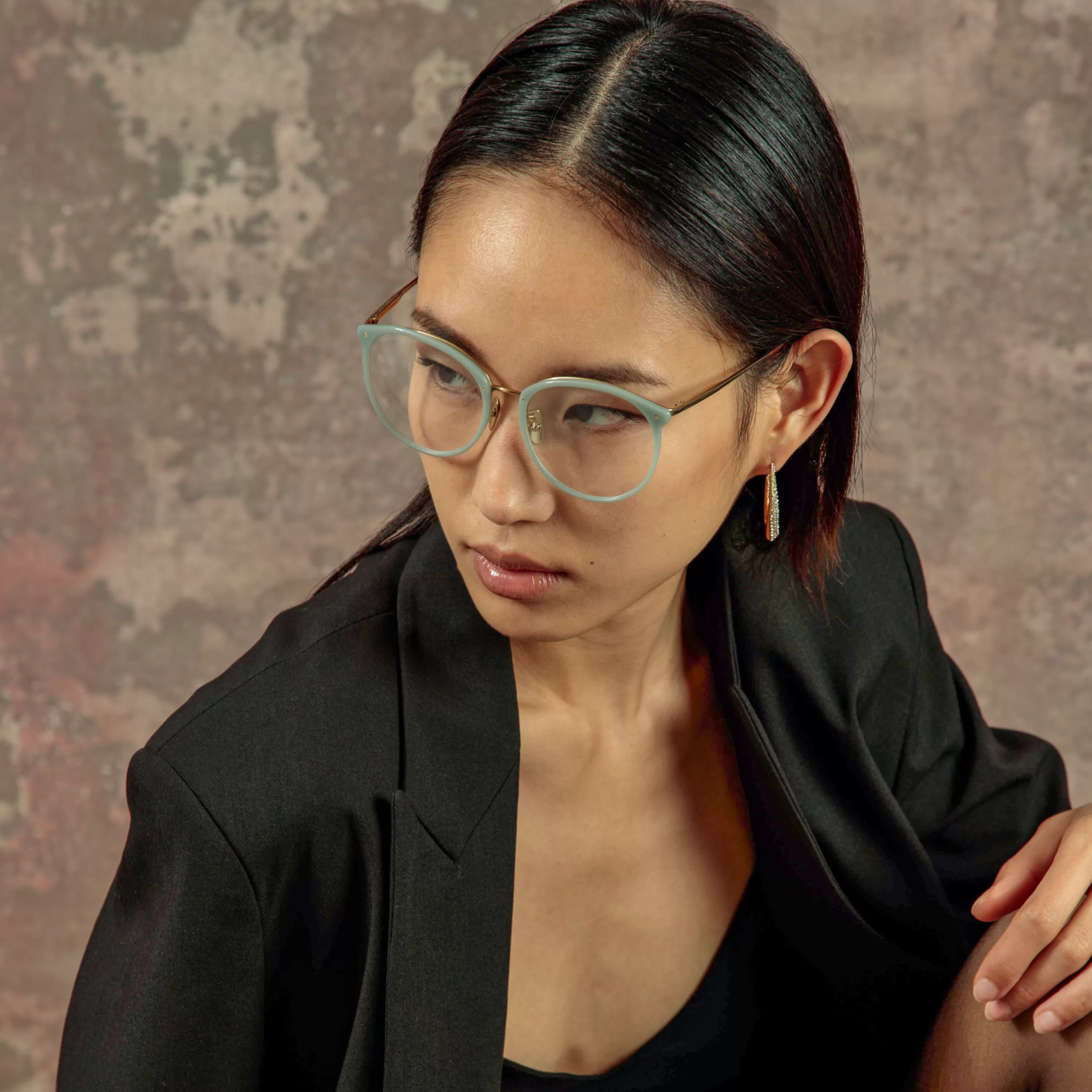 Women Linda Farrow Kings Oversized Optical Frame in Steel