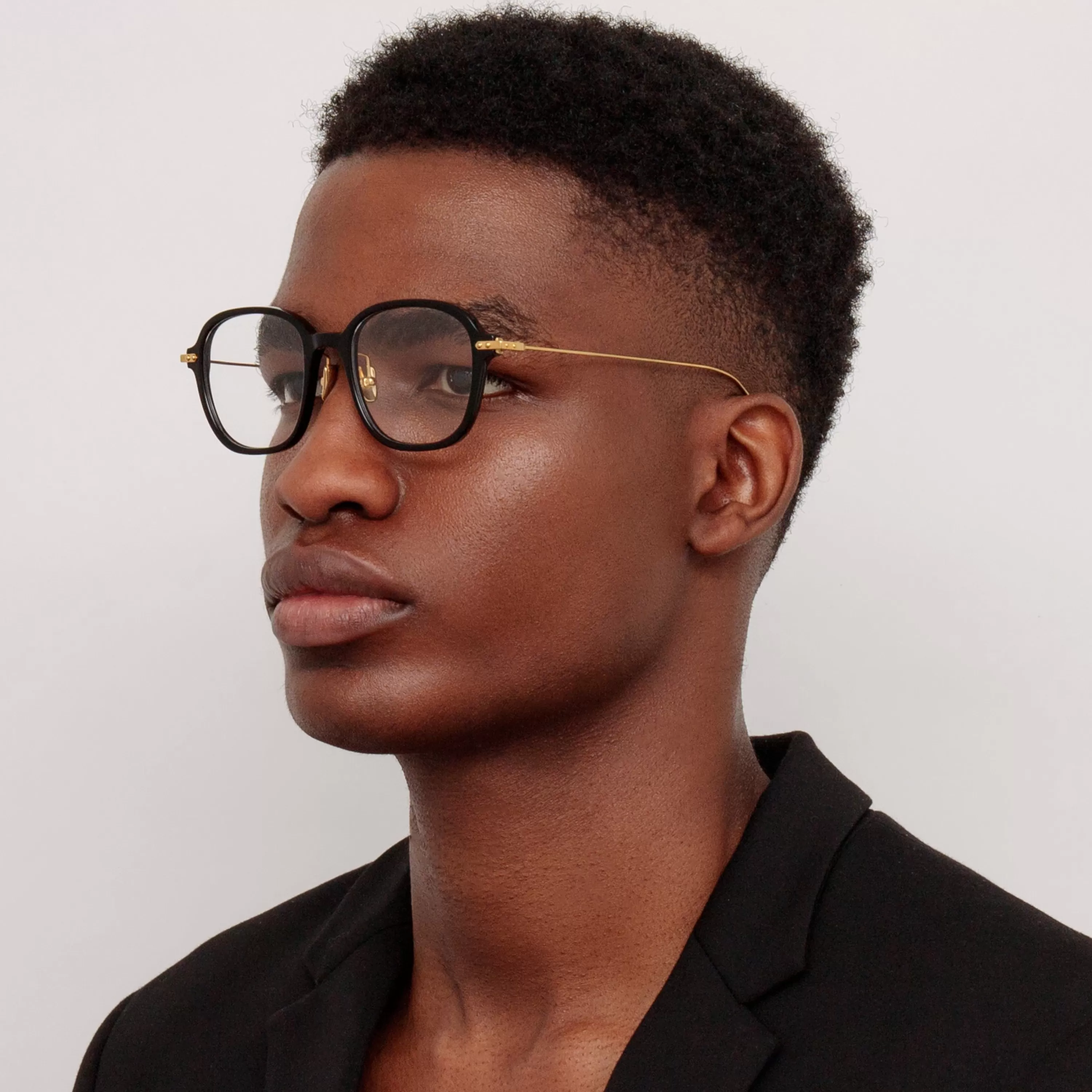 LINDA FARROW (U.K.) Lane Square Optical Frame in Black Men's (Asian Fit)