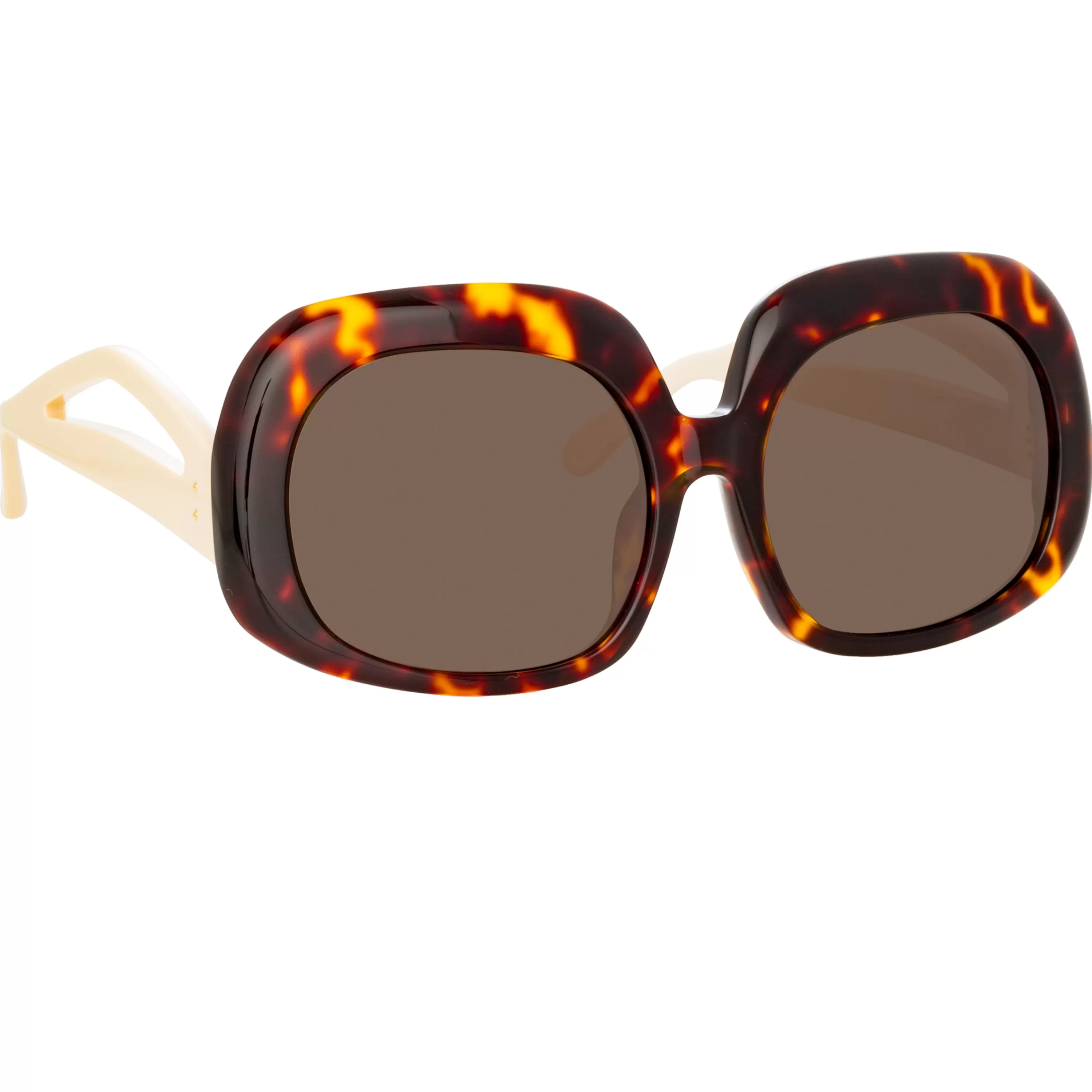 LINDA FARROW (U.K.) Lea Oversized Sunglasses in Tortoiseshell