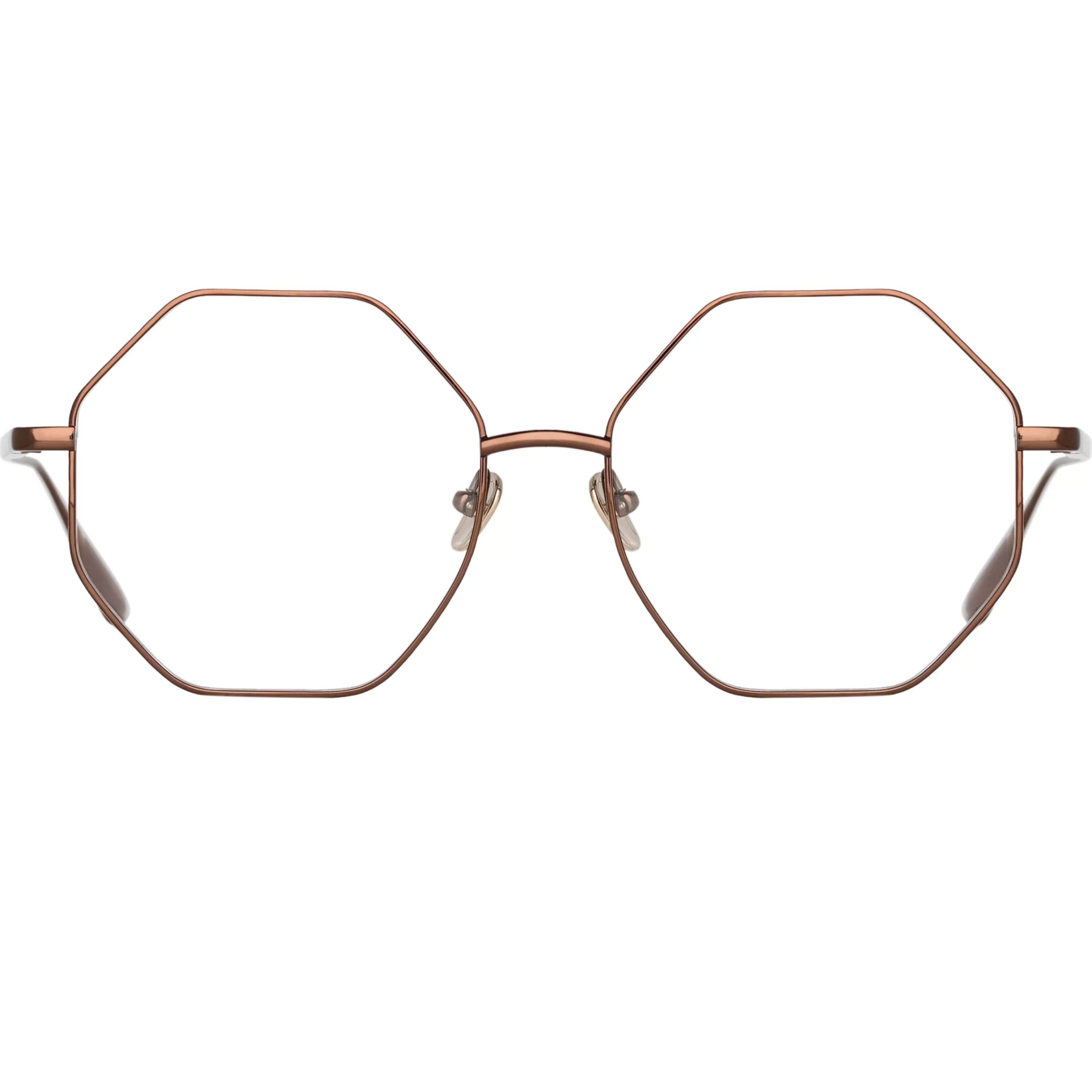 LINDA FARROW (U.K.) Lianas Hexagon Optical Frame in Metallic Brown