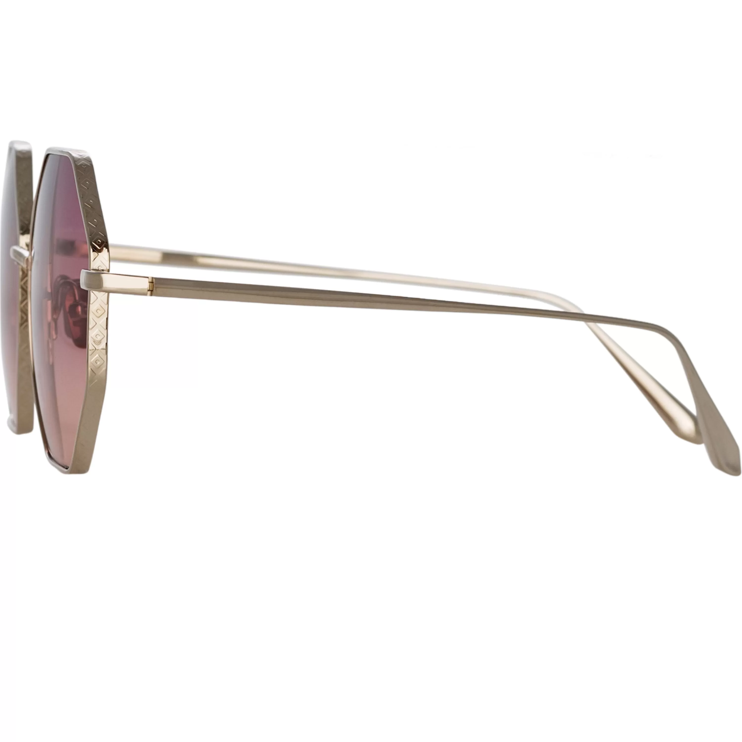 lianas_hexagon_sunglasses_in_light_gold_and_wine_2.webp LINDA FARROW (U.K.) Lianas Hexagon Sunglasses in Light Gold and Wine
