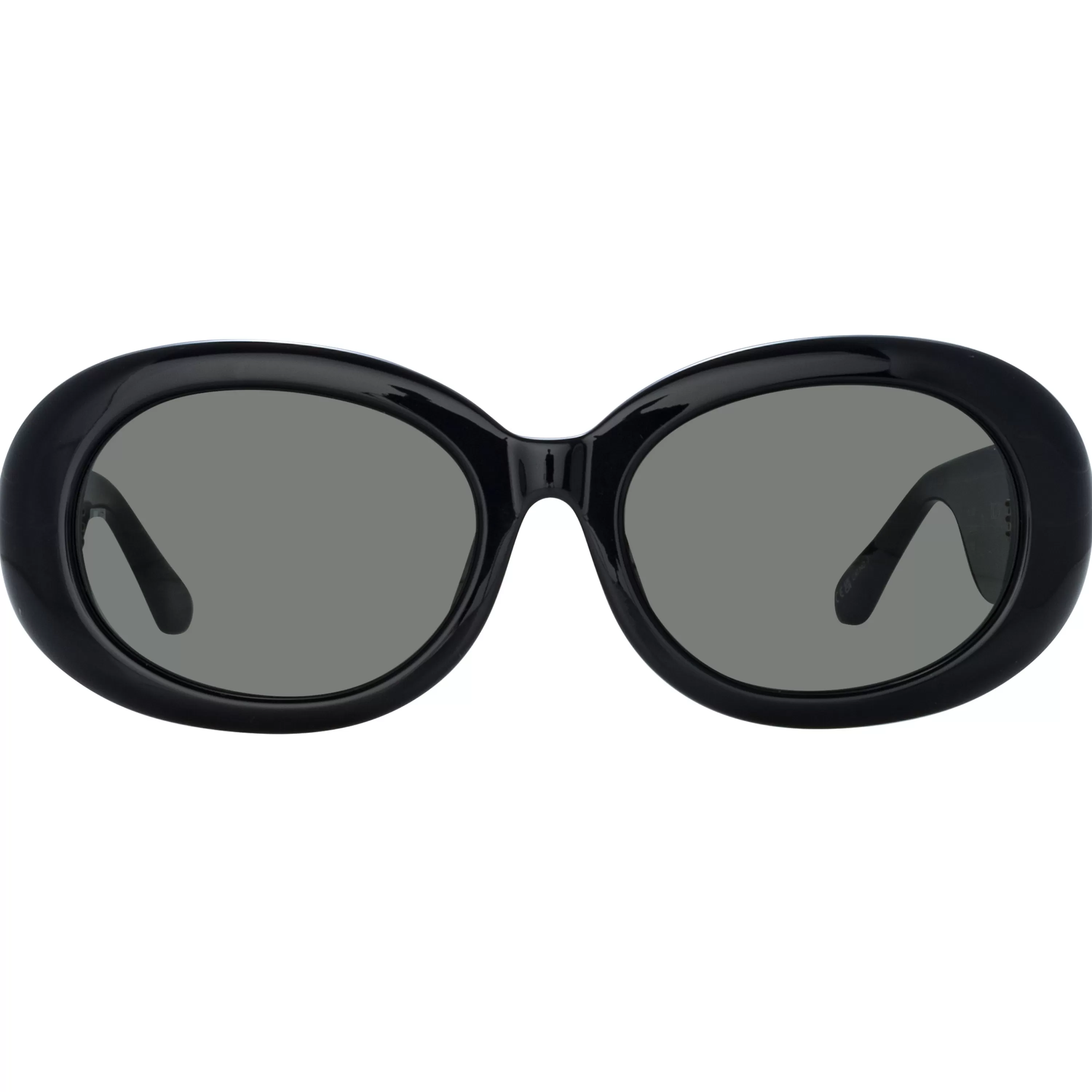 Women LINDA FARROW (U.K.) Lina Oval Sunglasses in Black