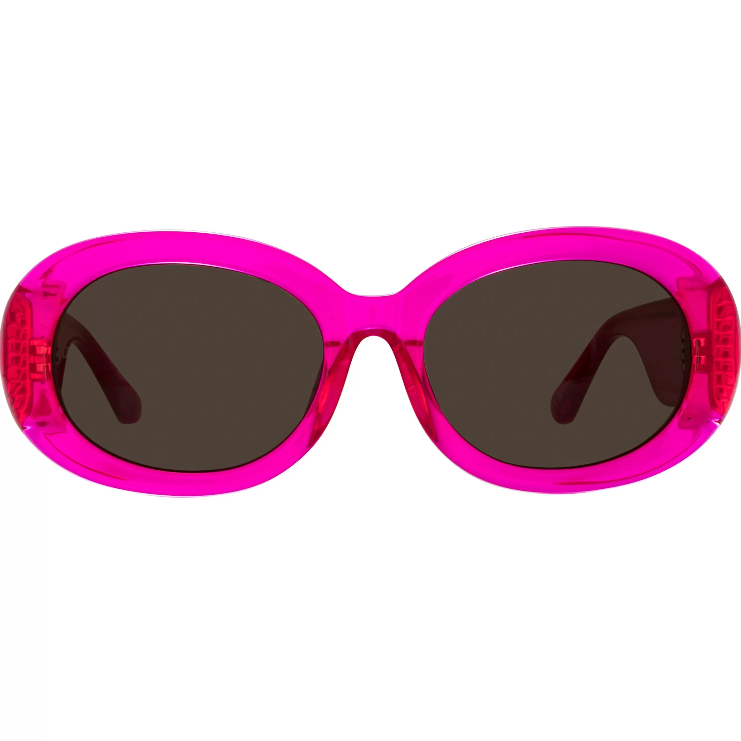 Women LINDA FARROW (U.K.) Lina Oval Sunglasses in Neon Pink