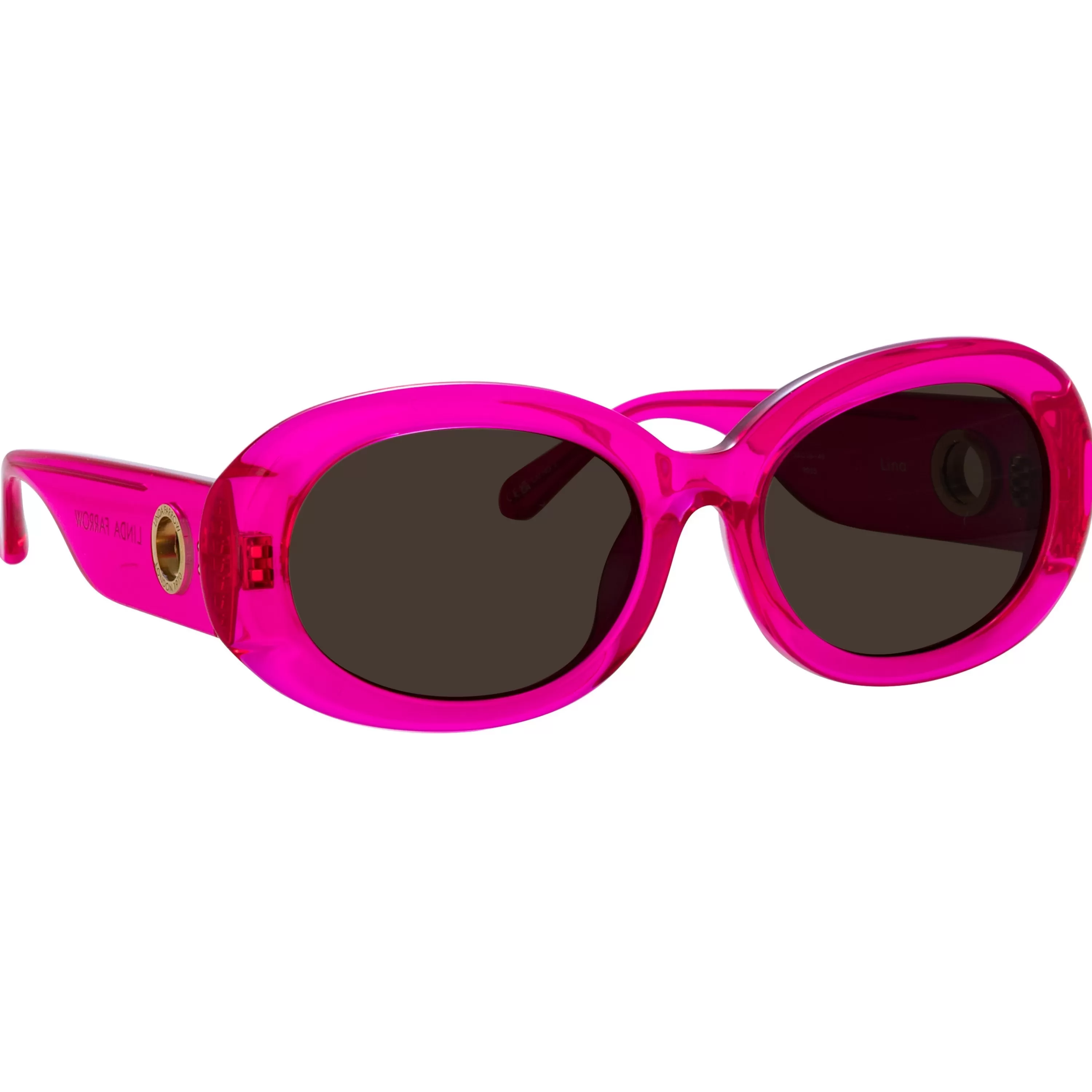 lina_oval_sunglasses_in_neon_pink_2.webp Women LINDA FARROW (U.K.) Lina Oval Sunglasses in Neon Pink