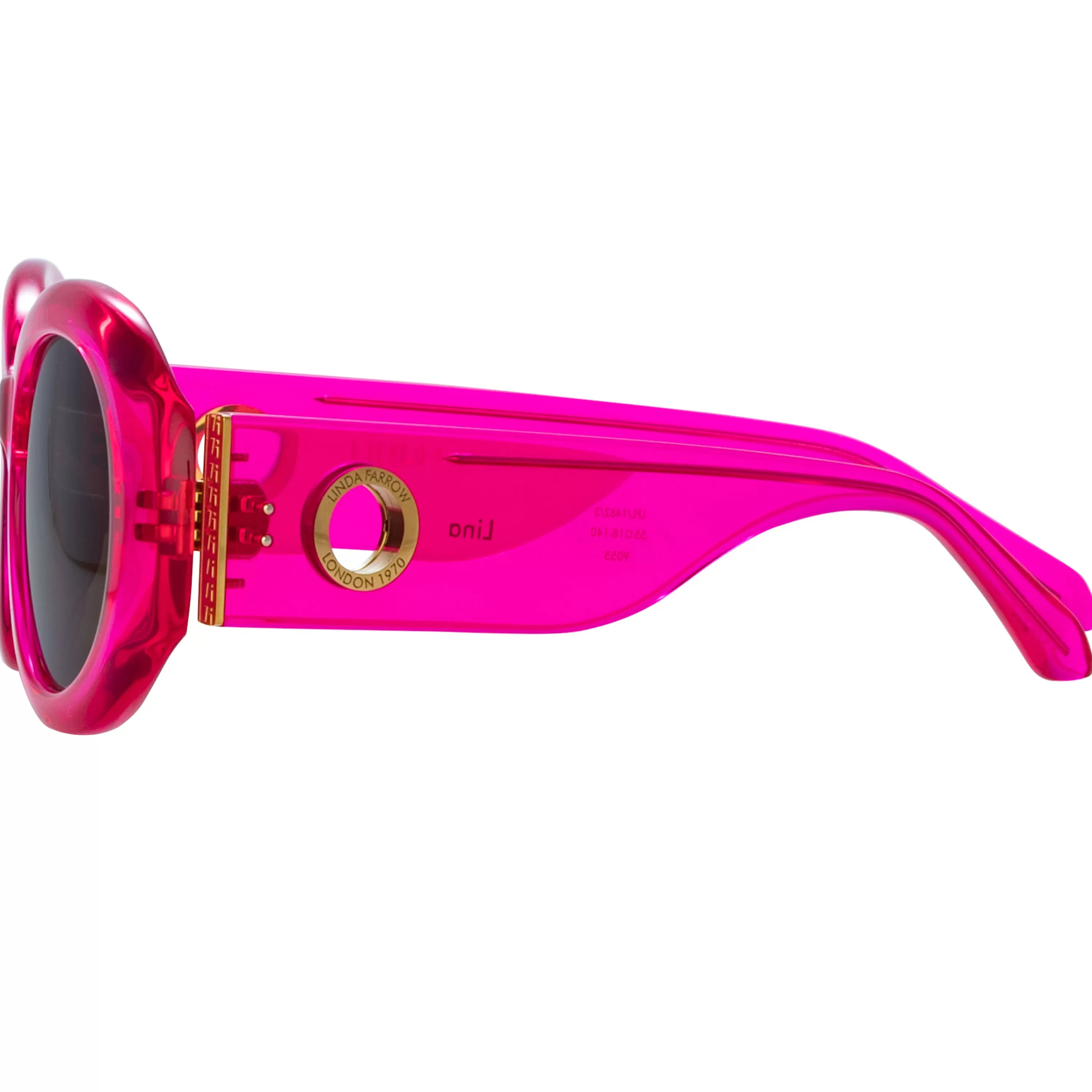 lina_oval_sunglasses_in_neon_pink_3.webp Women LINDA FARROW (U.K.) Lina Oval Sunglasses in Neon Pink