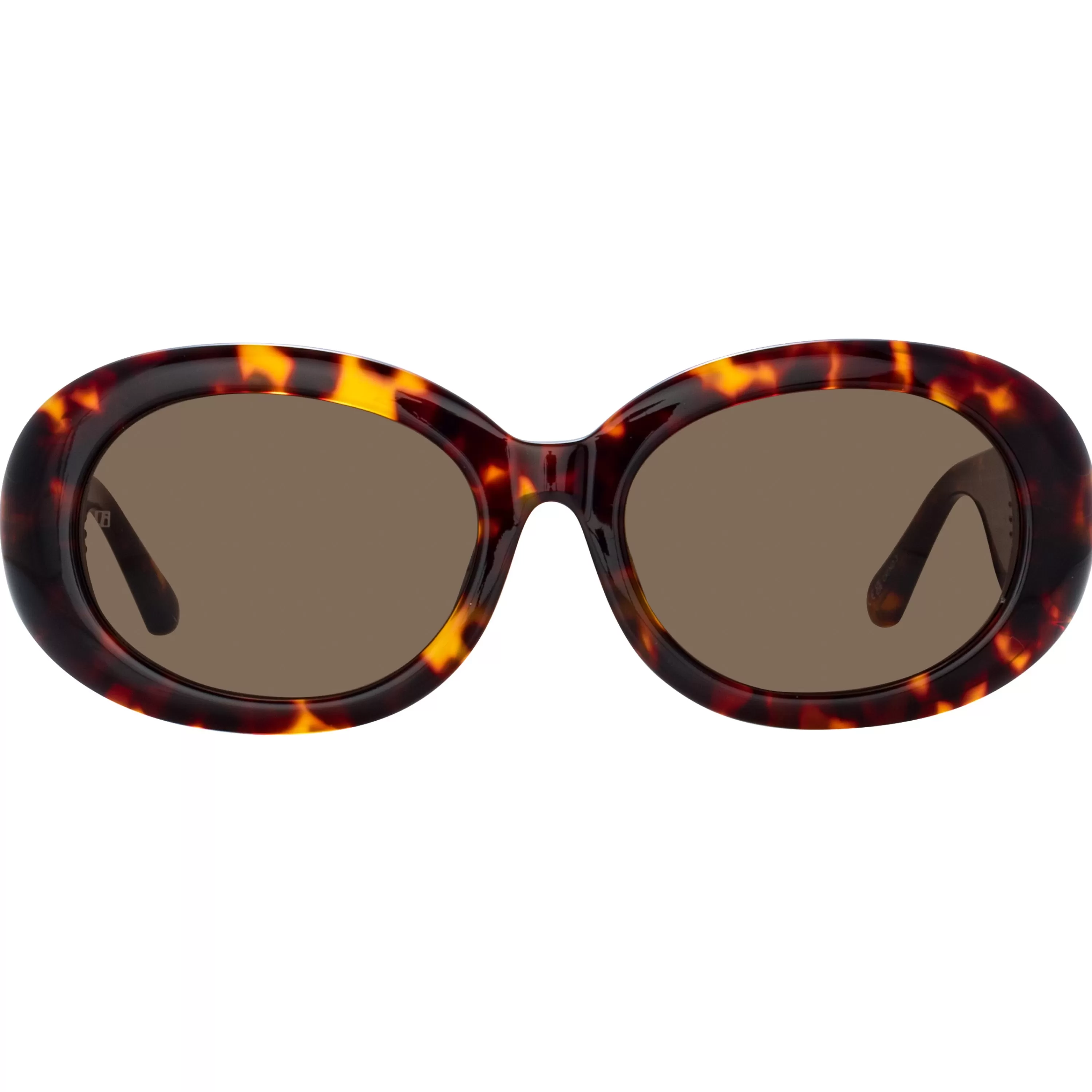 Women LINDA FARROW (U.K.) Lina Oval Sunglasses in Tortoiseshell