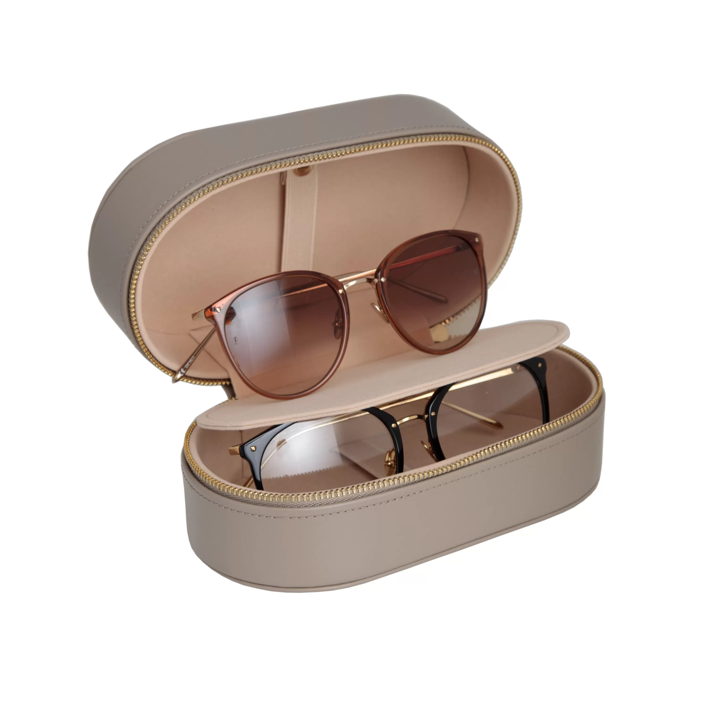 LINDA FARROW (U.K.) Linda Farrow Oval Travel Case in Taupe