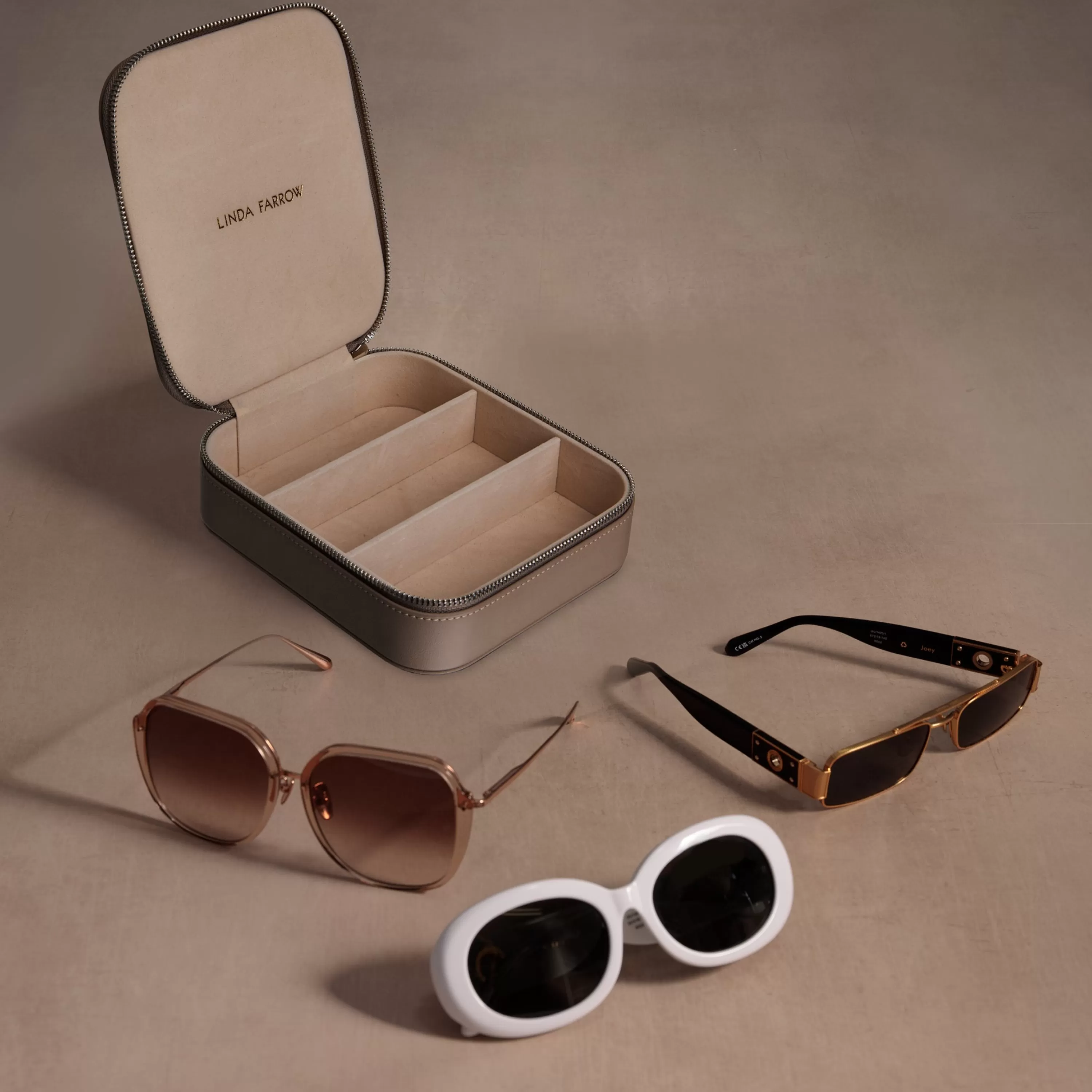 Linda Farrow Square Travel Case in Taupe