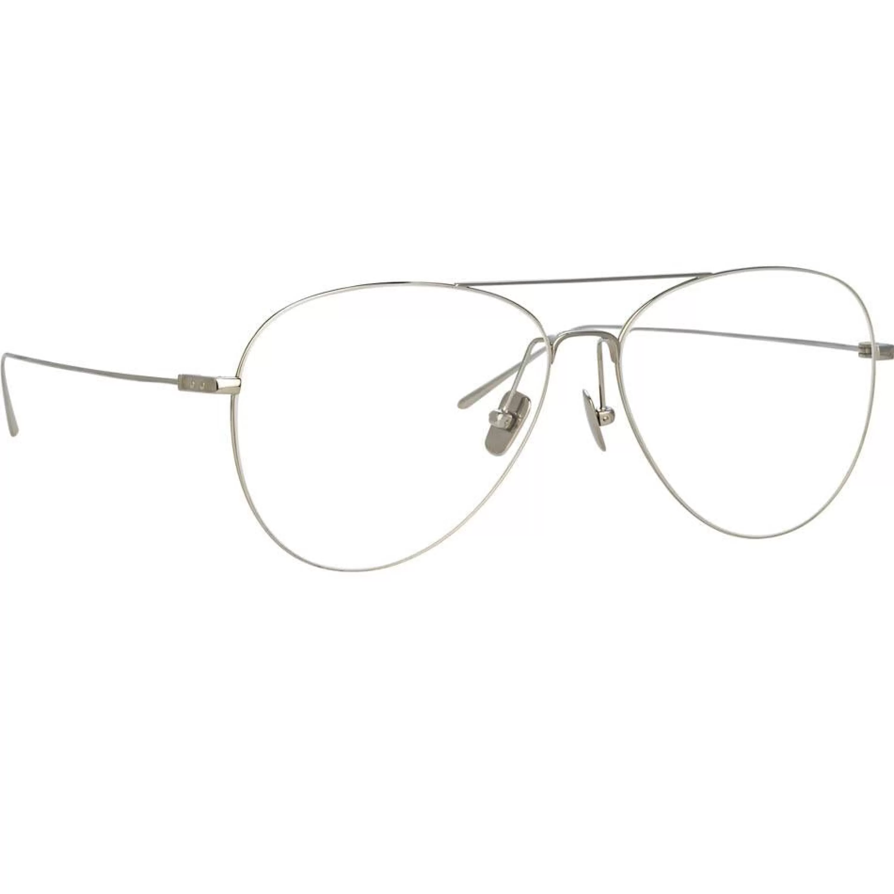 Linda Farrow Linear Lloyds A Aviator Optical Frame in White Gold