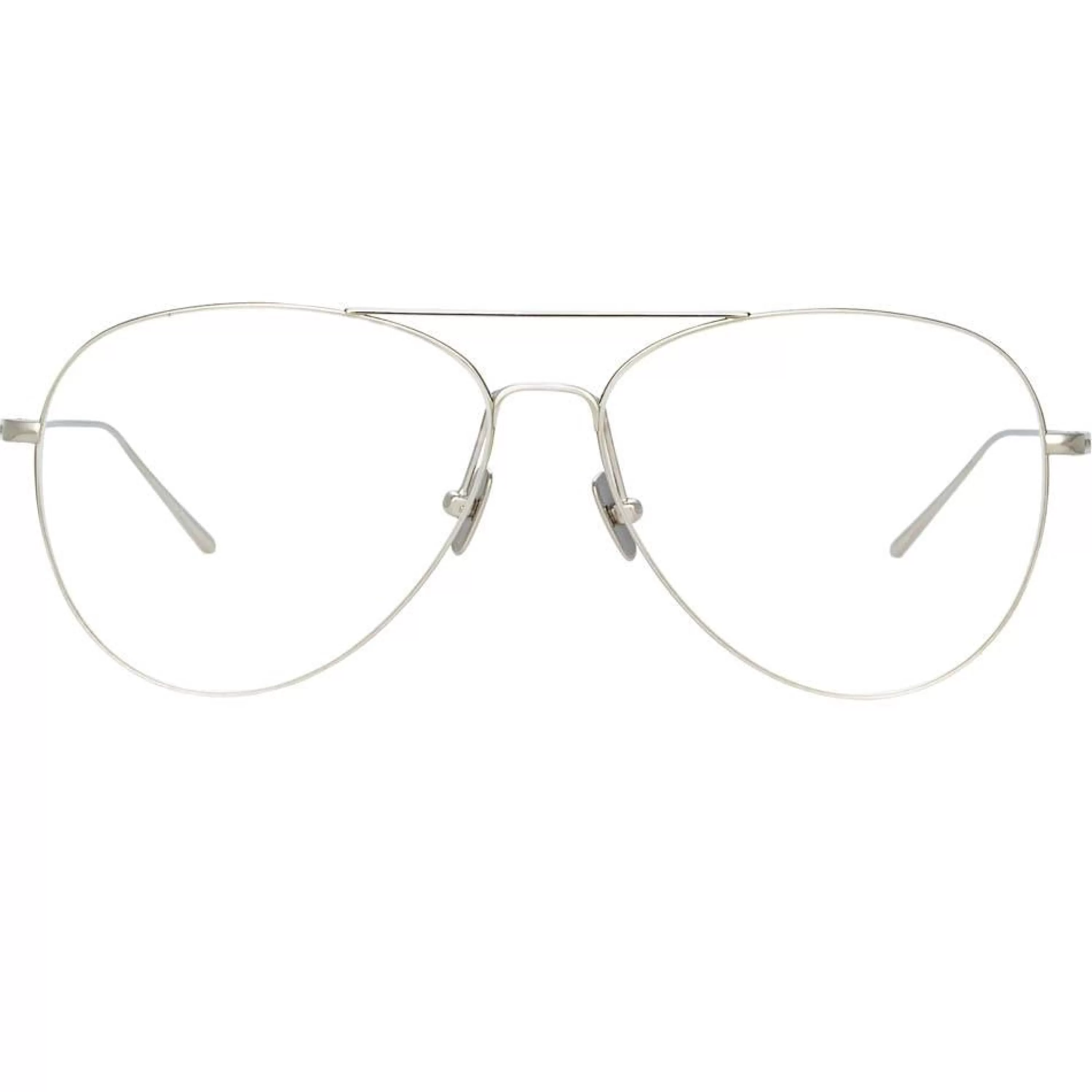 Linda Farrow Linear Lloyds A Aviator Optical Frame in White Gold