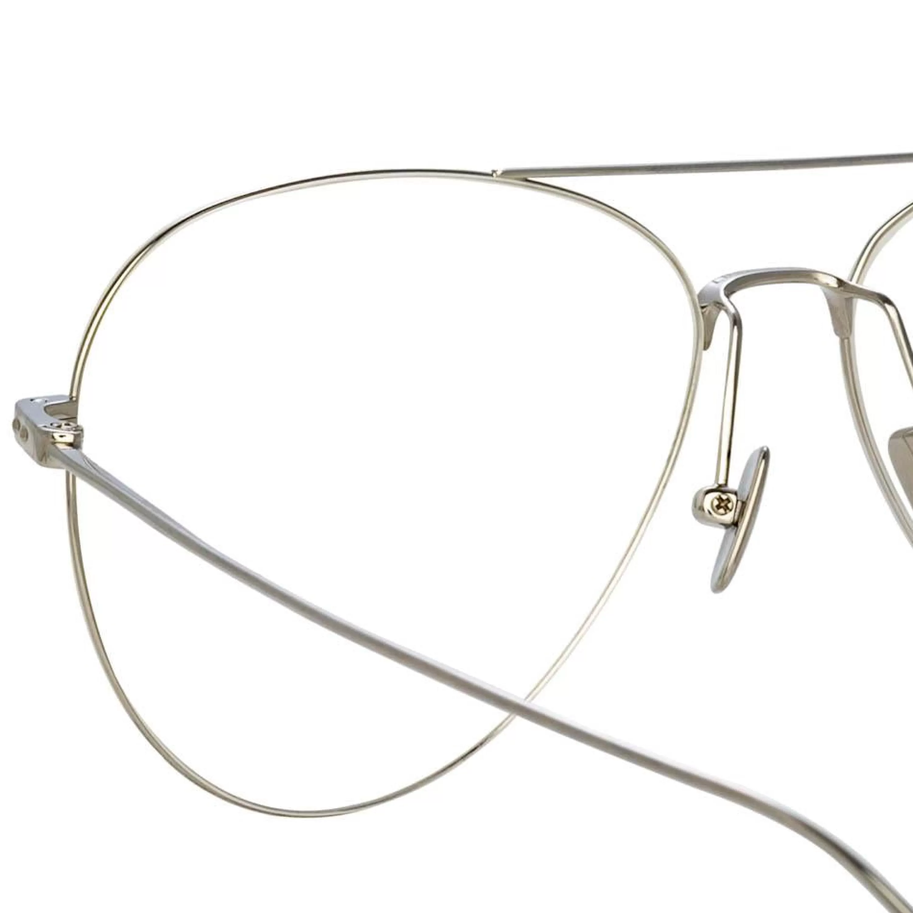 lloyds_a_aviator_optical_frame_in_white_gold_3.webp Linda Farrow Linear Lloyds A Aviator Optical Frame in White Gold