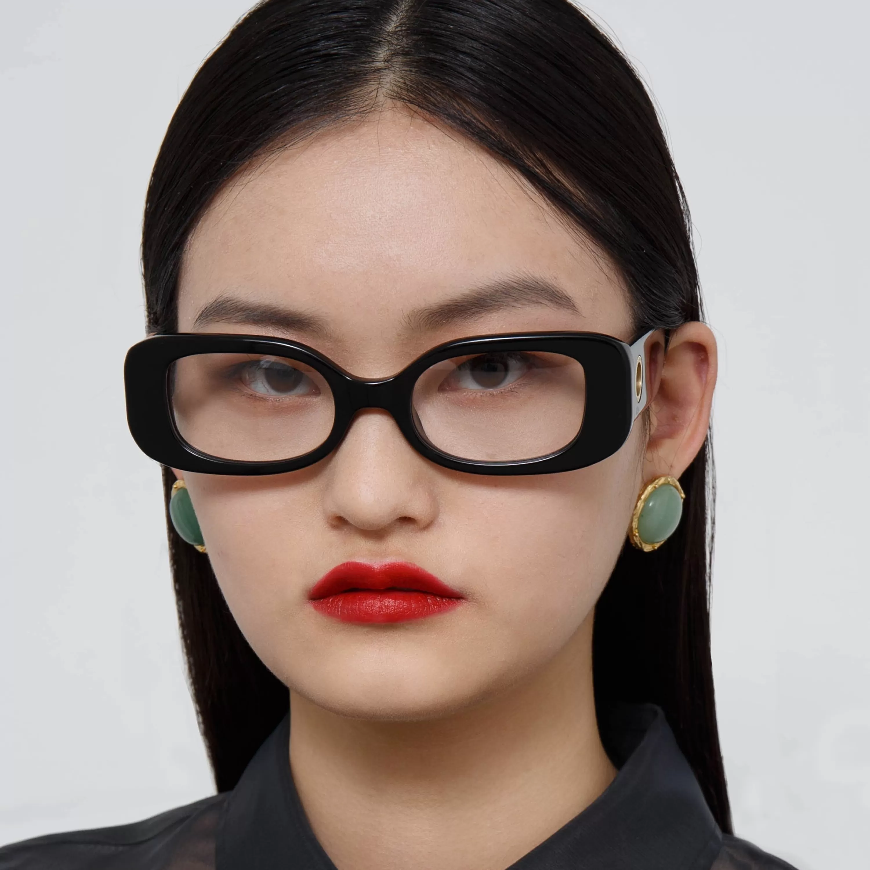 LINDA FARROW UK Lola Rectangular Optical Frame in Black