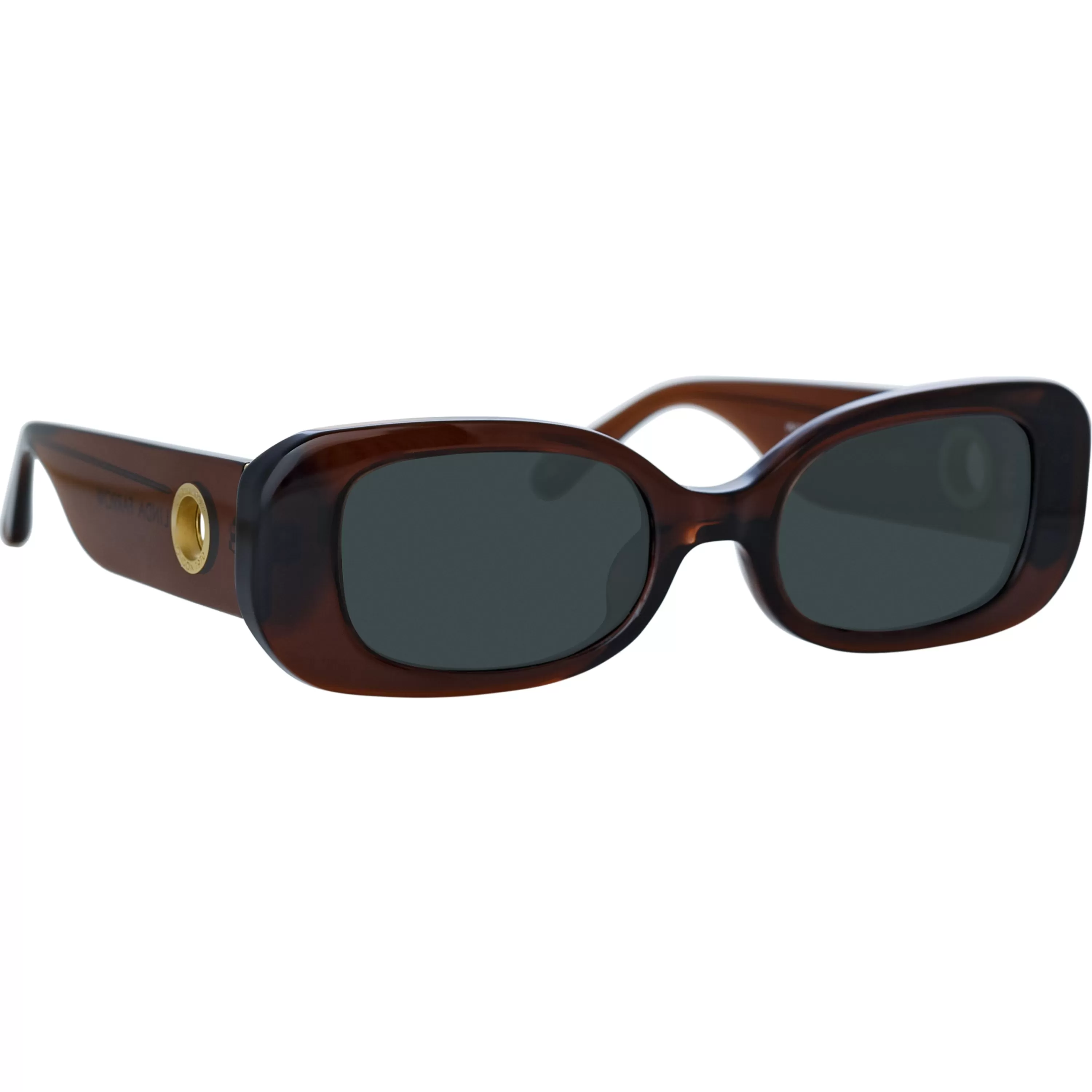 LINDA FARROW (U.K.) Lola Rectangular Sunglasses in Brown