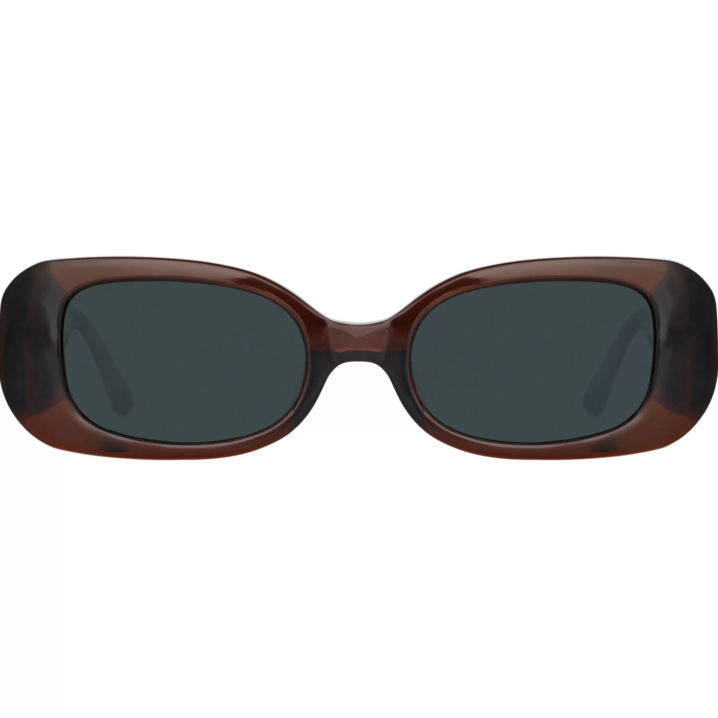 LINDA FARROW (U.K.) Lola Rectangular Sunglasses in Brown