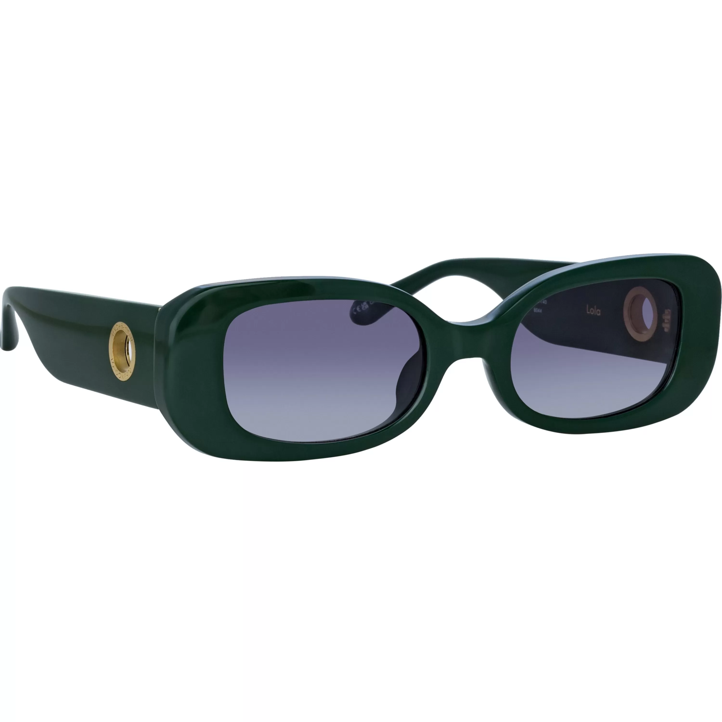 LINDA FARROW (U.K.) Lola Rectangular Sunglasses in Green