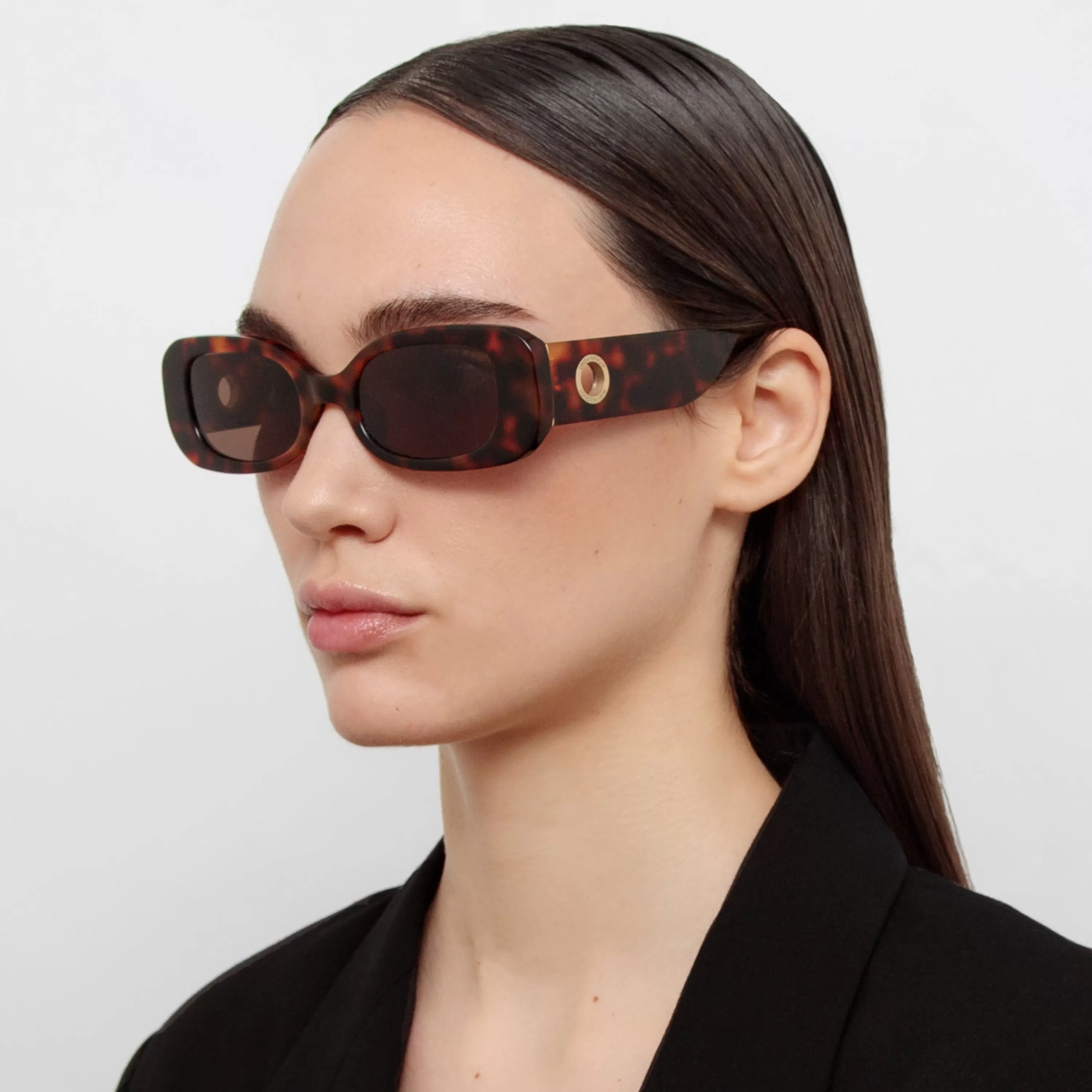 Women LINDA FARROW UK Lola Rectangular Sunglasses in Tortoiseshell