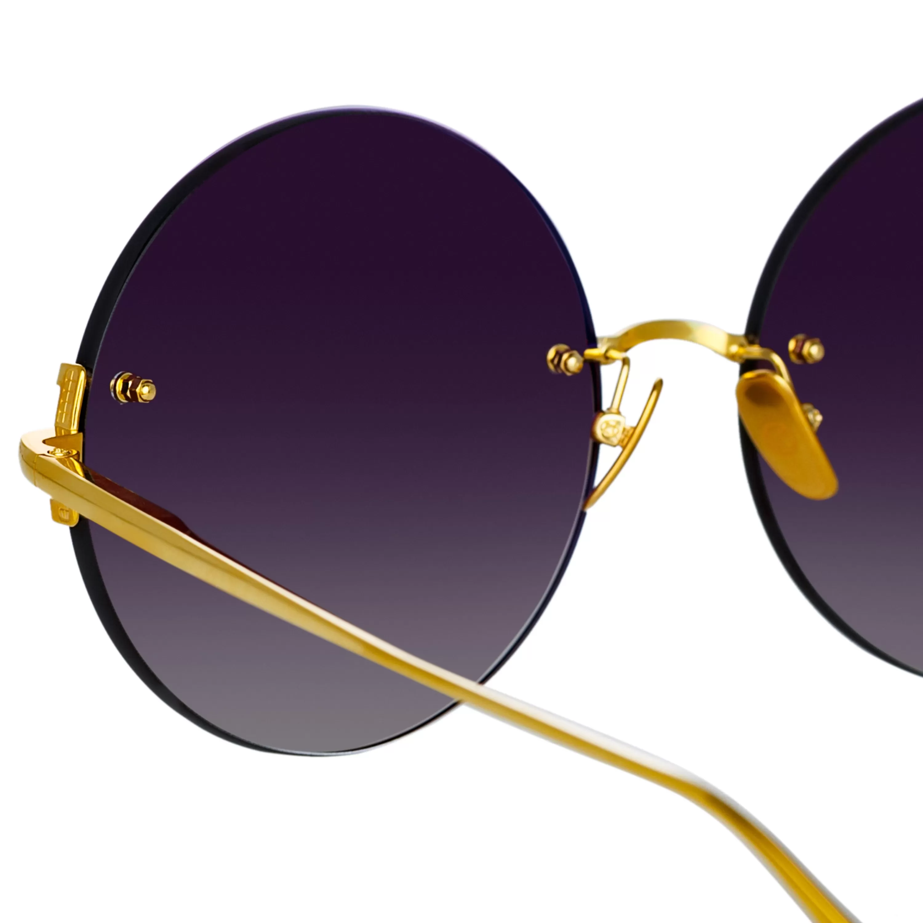 lotus_round_sunglasses_in_yellow_gold_3.webp LINDA FARROW (U.K.) Lotus Round Sunglasses in Yellow Gold