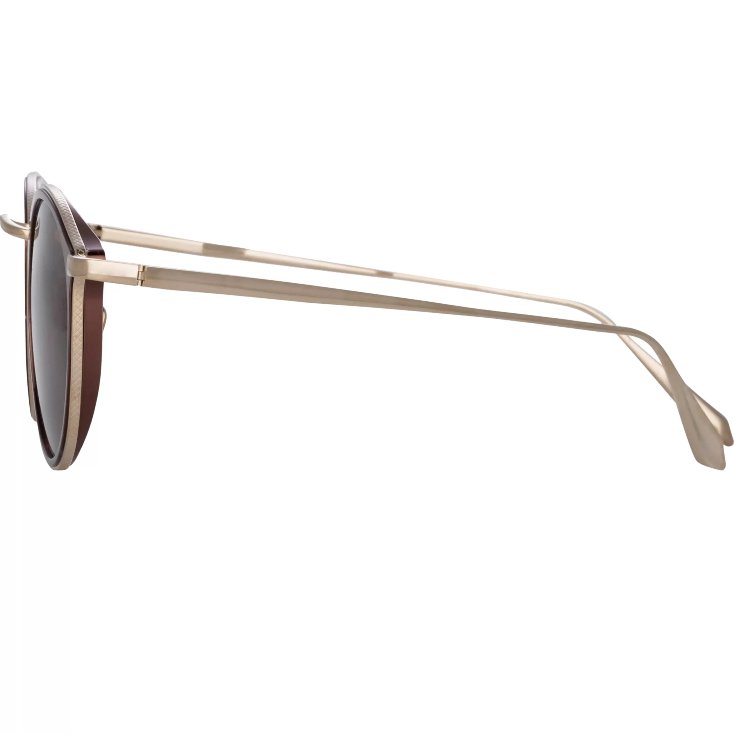 luis_oval_sunglasses_in_light_gold_and_brown_2.webp LINDA FARROW (U.K.) Luis Oval Sunglasses in Light Gold and Brown