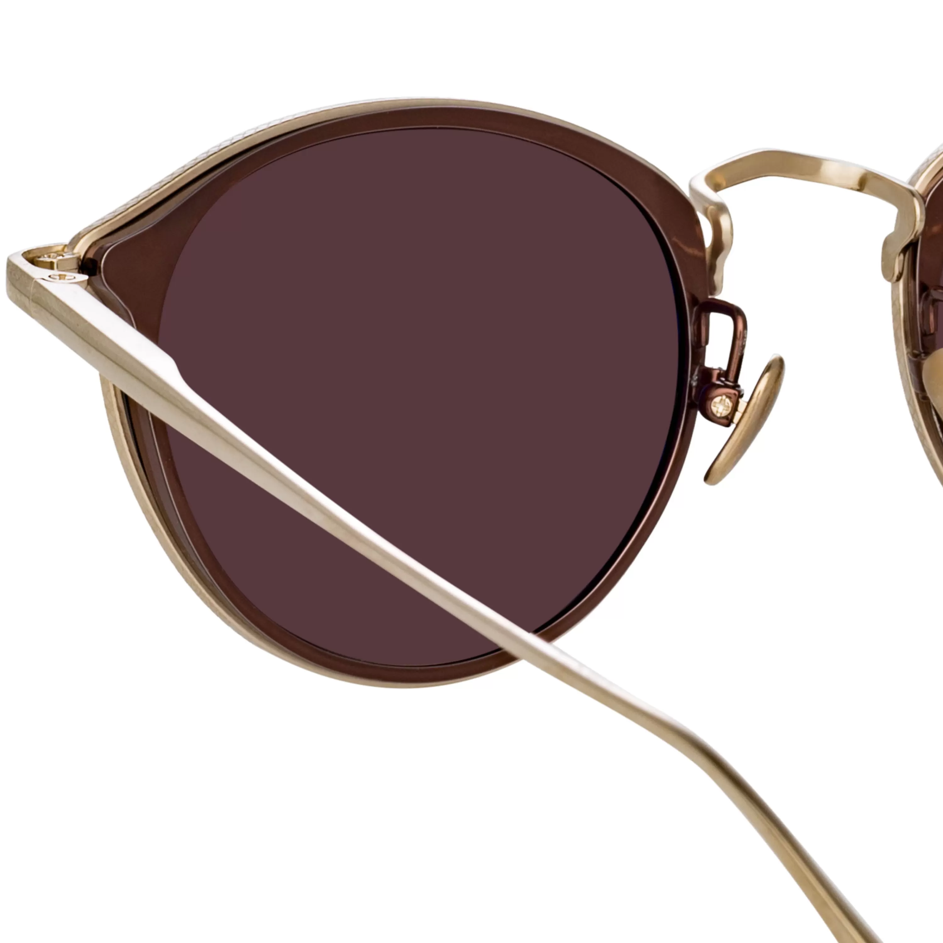 luis_oval_sunglasses_in_light_gold_and_brown_3.webp LINDA FARROW (U.K.) Luis Oval Sunglasses in Light Gold and Brown